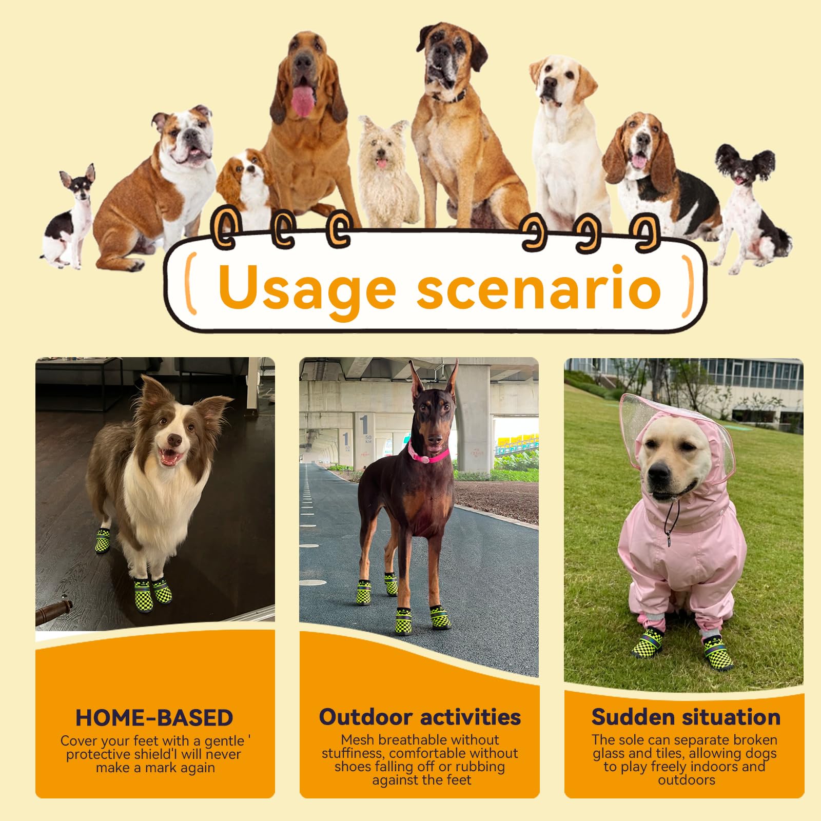 Lot de 4 chaussures pour animaux de compagnie adaptées pour les grands et petits chiens avec bandes réfléchissantes antidérapantes et respirantes, adaptées pour les bottes de chien en plein