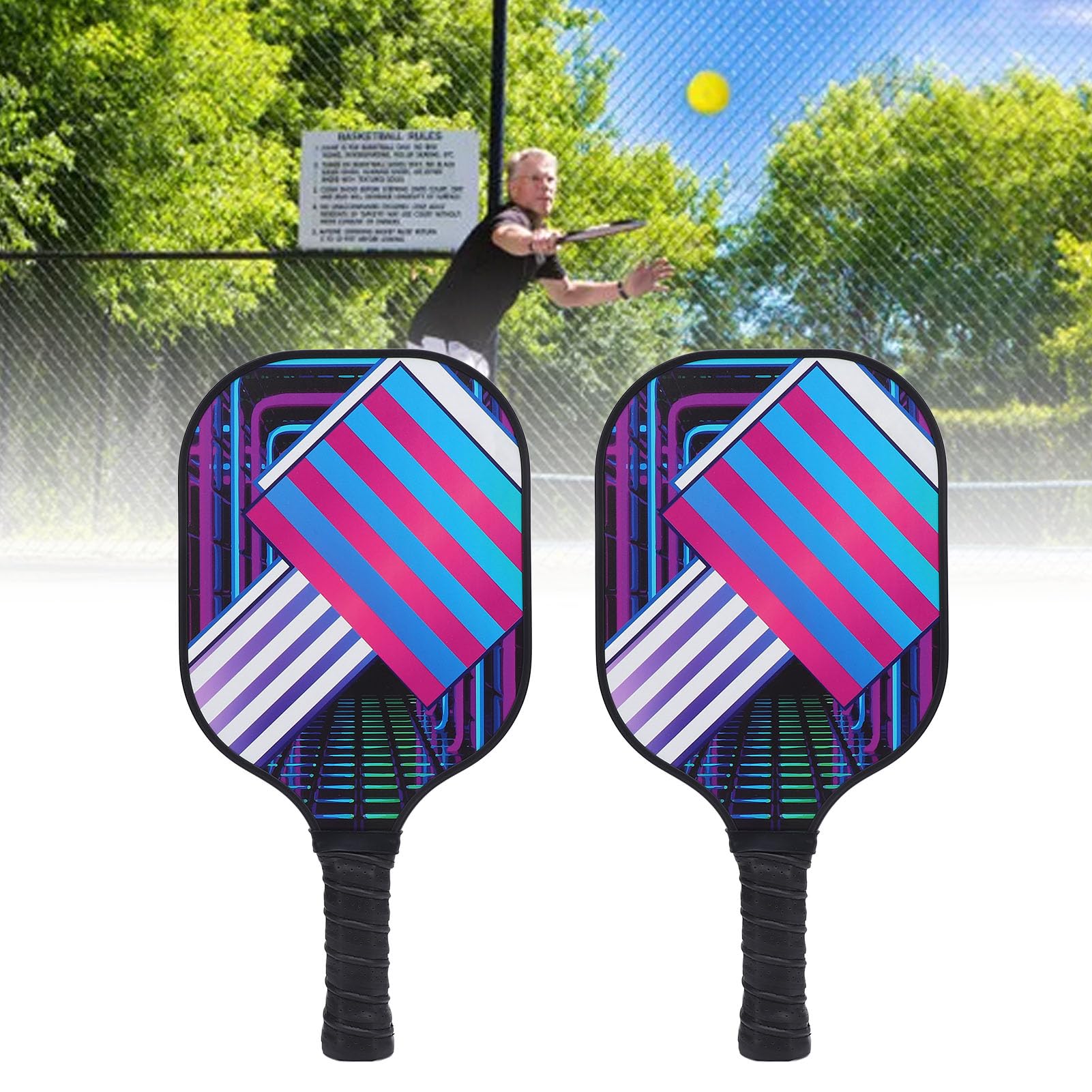 Generic Racchetta da Pickleball in Fibra di Vetro, Design di Ampia Superficie per Allenamenti e Partite, Perfetta per Tutti i Livelli di abilità, 2 Racchette