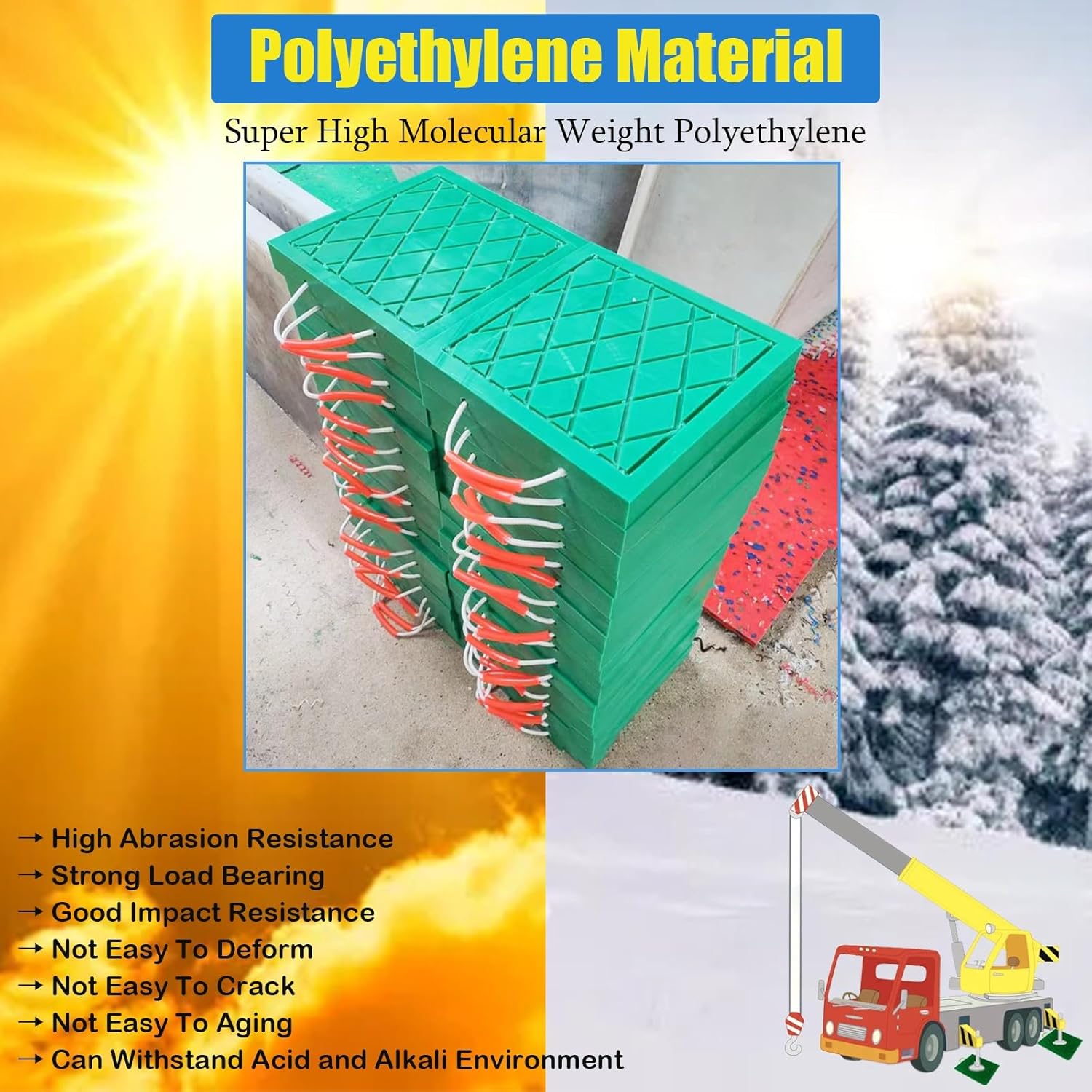 Heavy Duty Large Outrigger Leveler Pad for Prevents Sinking, Waterproof Unbreakable Trailer Stabilizer Pads with Rope Handle, All Terrain RV Landing Blocks, 27 23 19 15 11 Inch(G,30x30x3cm/11.8x11.8x1