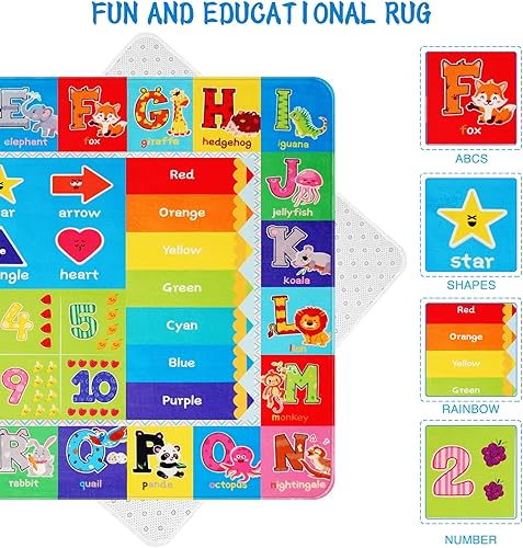 Miniatura 5 de Tapete educativo de juego para niños con alfabeto y números, alfombra suave antideslizante para cuarto de niños pequeños, sala de juegos,