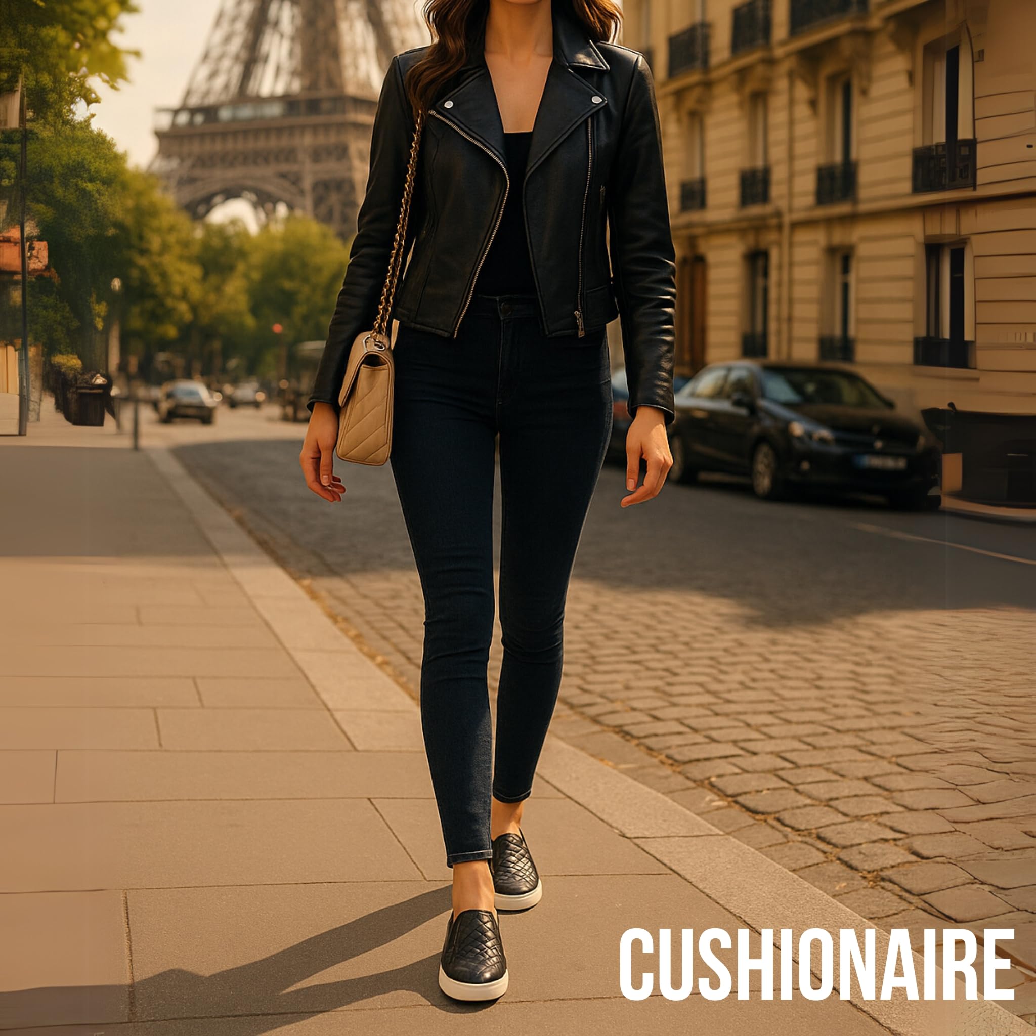 CUSHIONAIRE Faze - Tenis acolchados para mujer, de piel sintética, con plantilla de espuma viscoelástica y suela de goma