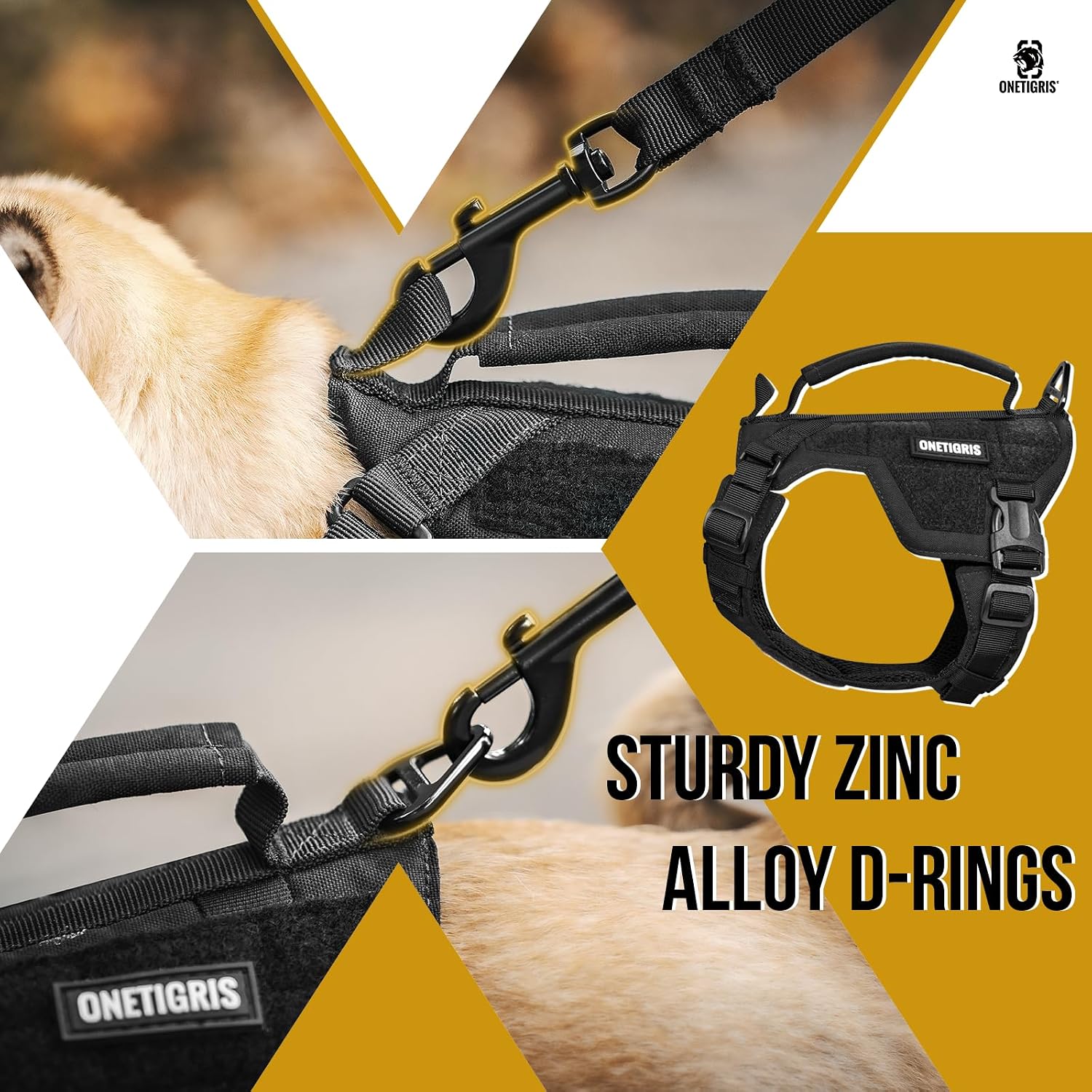 OneTigris Dog Harness Extra Small Puppy Harness, No-Pull Dog Leash Set, Adjustable Soft Padded Vest, No-Choke Pet Vest with Easy Control Handle for Small Dogs(Black, XXS)