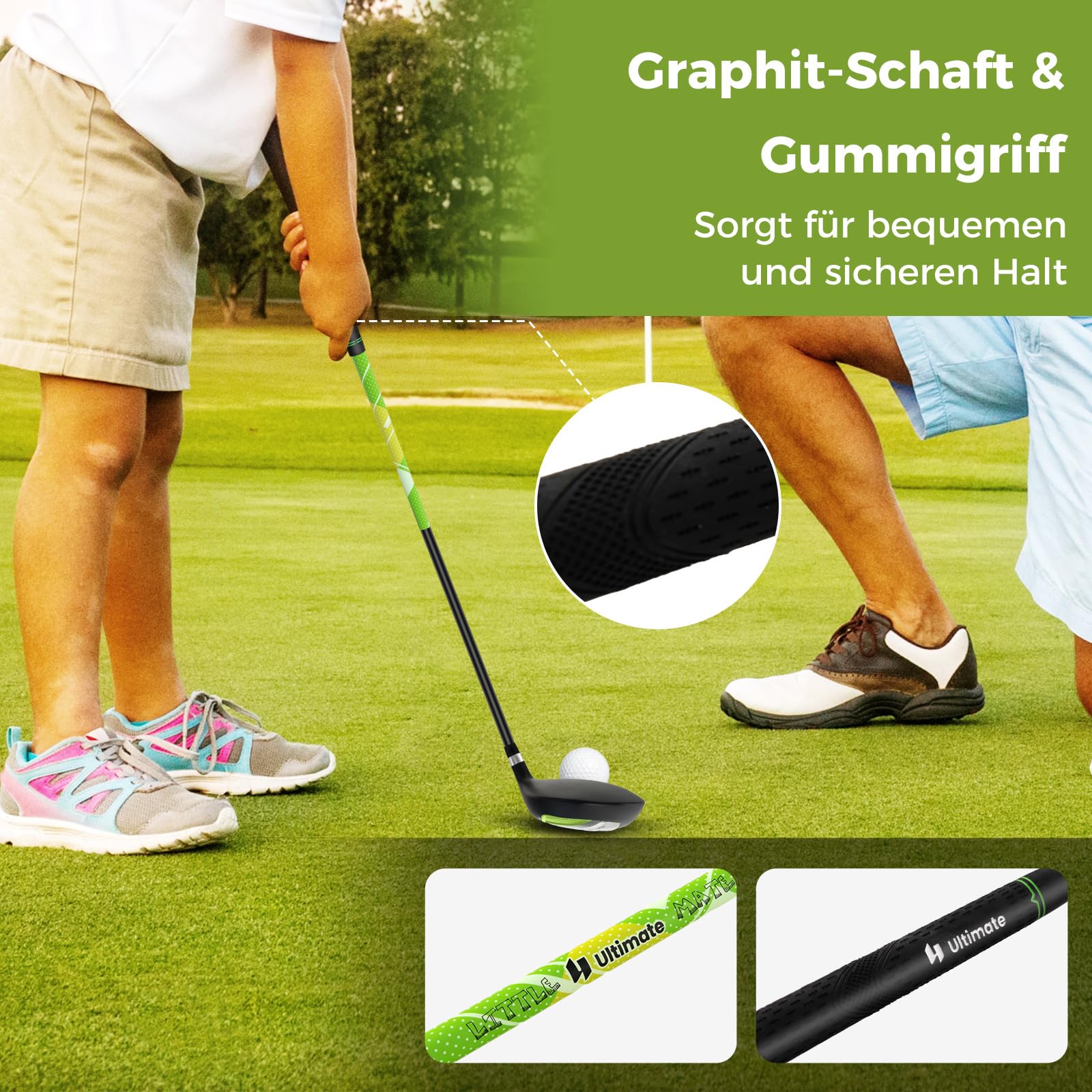 COSTWAY Kinder Golfschläger Set, Rechtshand Golfschlägersätze mit Golftasche & Regenhaube, Komplettes Golf Set inkl.7/9/S Eisen, 1 Driver, 4 Hybrid & Putter