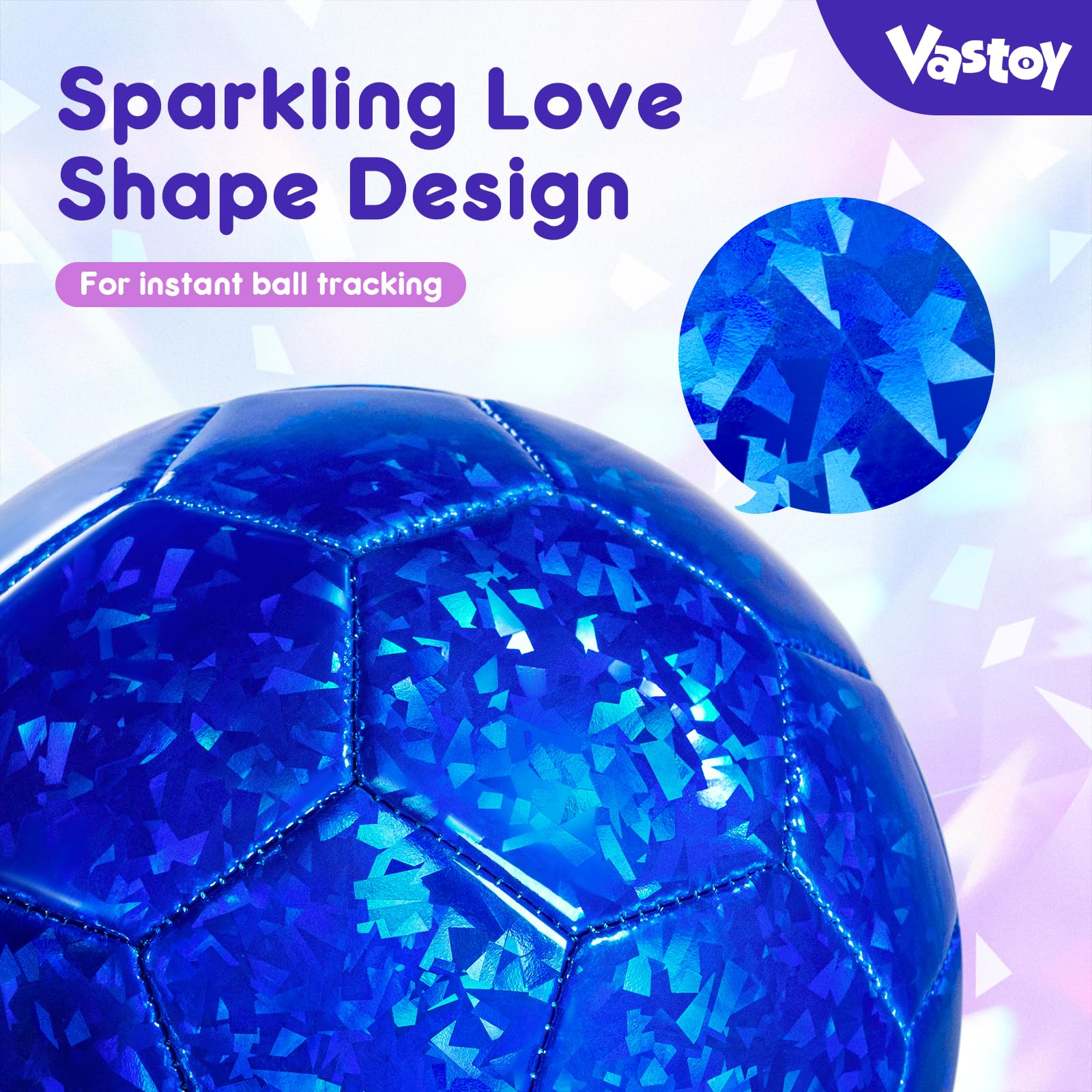 Vastoy 2Pcs Size 3 Football for Kids Age 3-8 Kids Football with Glittery Pattern Design Childrens Ball with Pump - Image 4