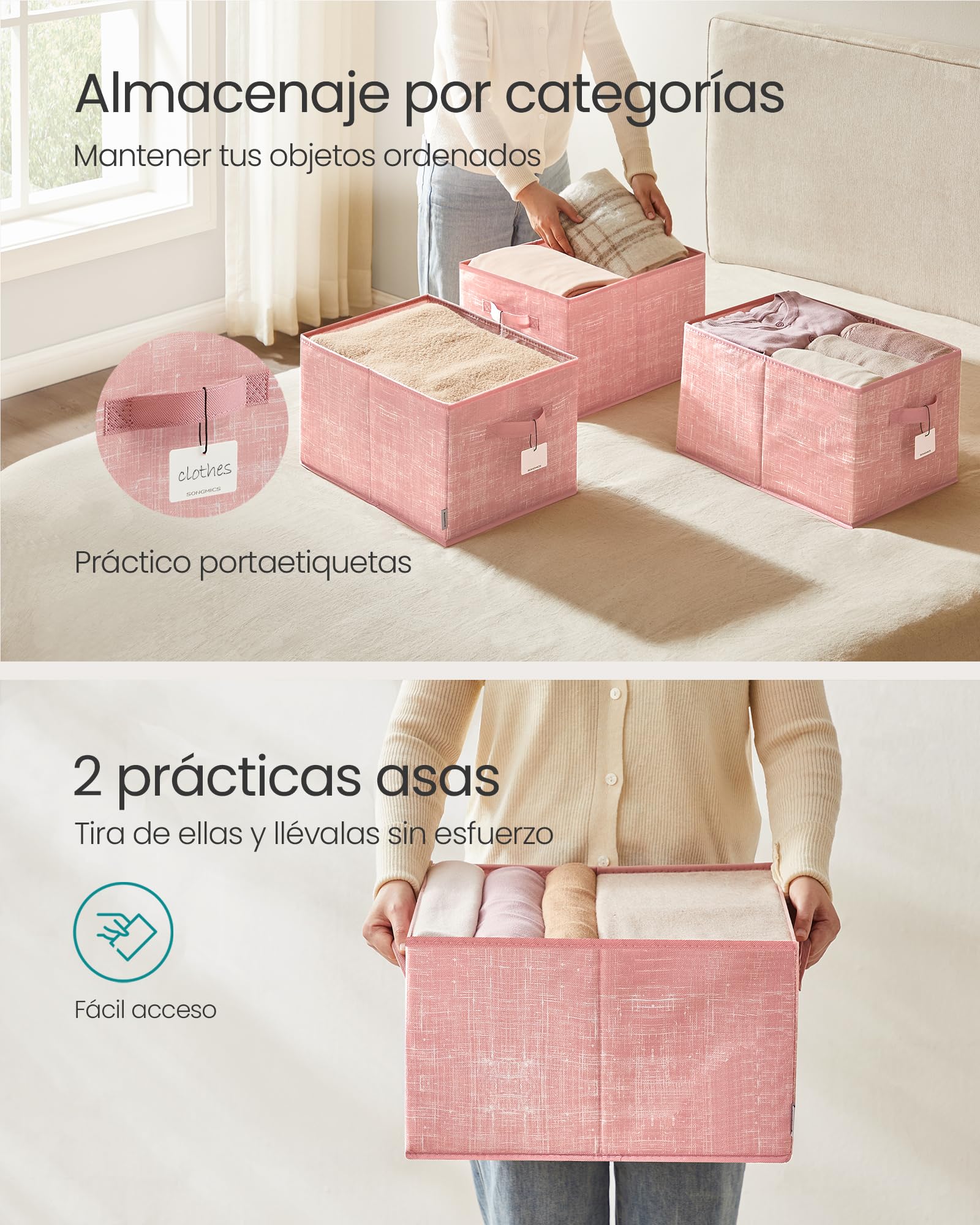 Cesta De Almacenamiento De Fieltro Con Asas - 36x25x23 Cm, Multiusos, Plegable, Hasta 50 Kg De Carga
