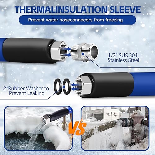 Miniatura 5 de Manguera de agua calefactada para caravana con protección anticongelante hasta -45 F y apta para agua potable, accesorio para caravana, ganado y