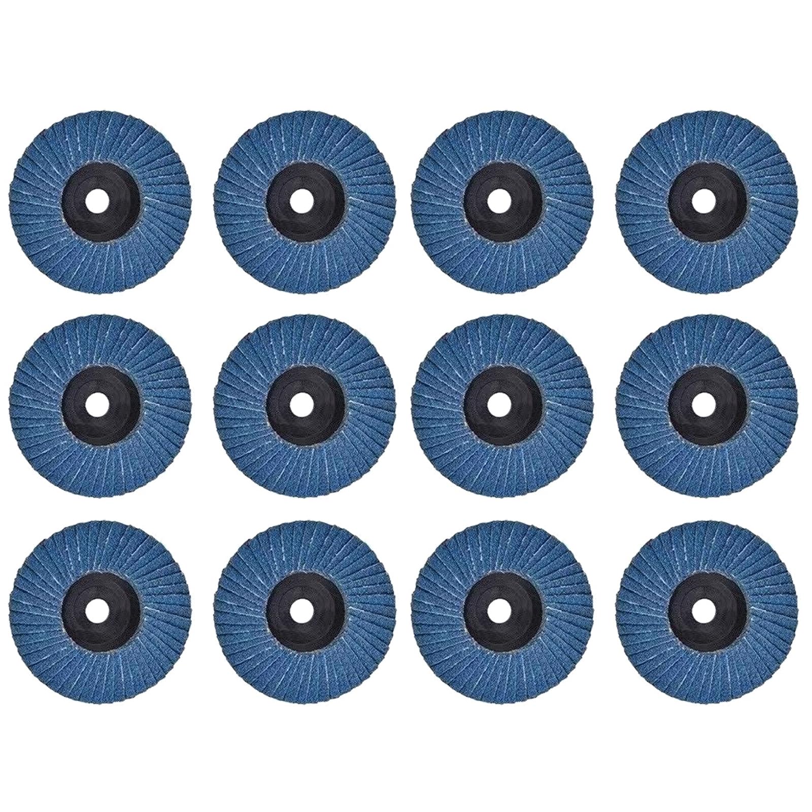 12 sztuk krążków wachlarzowych, ściernych, ściernych, 75 mm, ziarnistość 120, tarcza lamelowa, do metalu, stali, drewna, tarcza szlifierska, mop szlifierski, płyta do szlifowania, kolor niebieski
