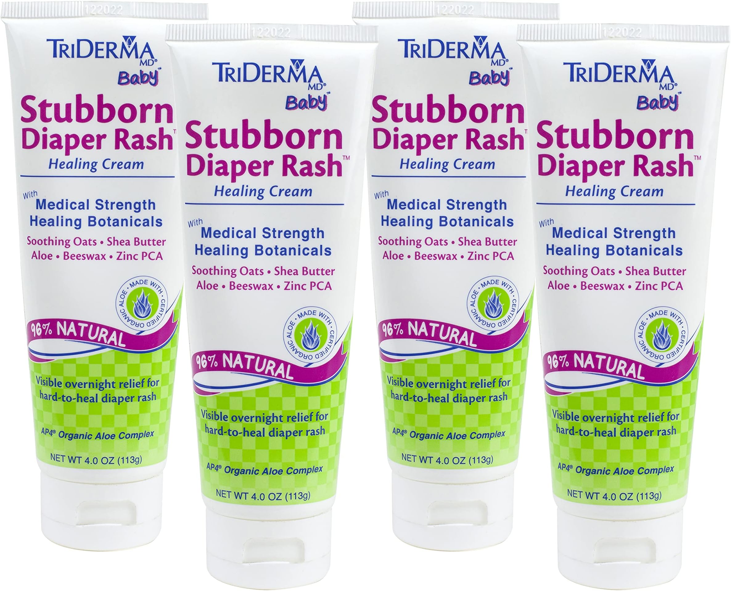 MD Baby Stubborn Diaper Rash Healing Cream, Healing for Hard-to-Heal Diaper Rash, Treat and Prevent Diaper Rash and Seal Out Wetness, Non-Greasy Diaper Rash Ointment, 4.0 oz each, 4 Pack