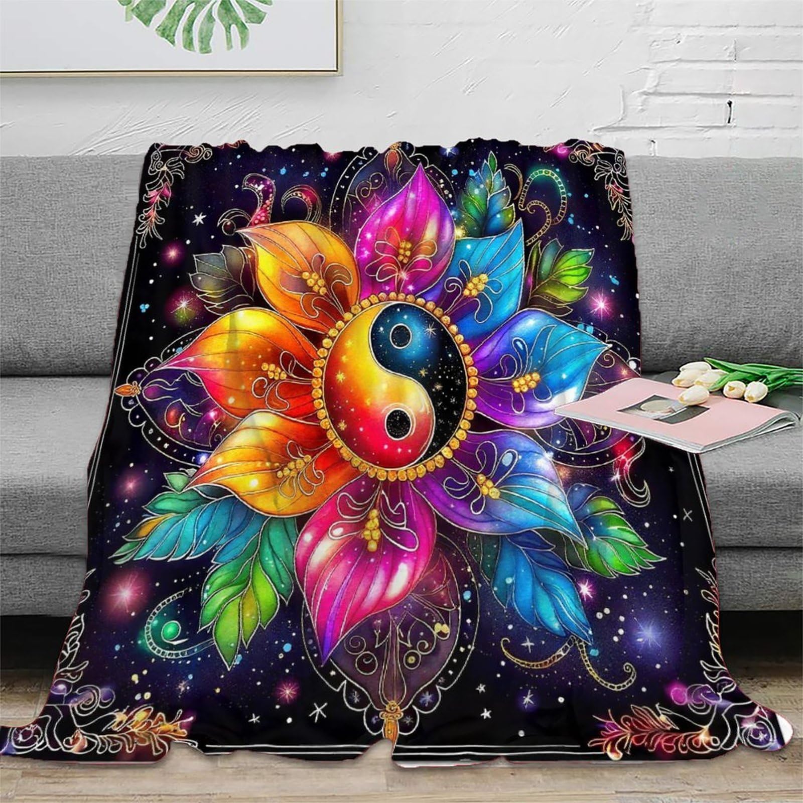 Couverture douce et chaude mandala imprimée 3D peluche