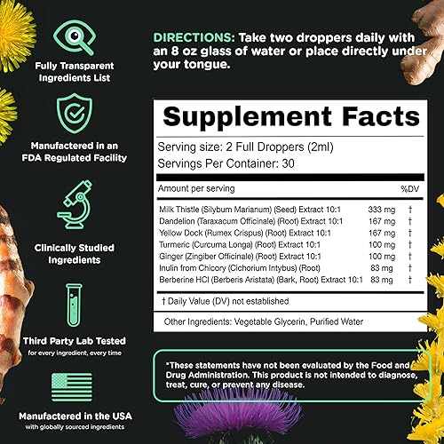 Miniatura 5 de SUPERBONSAI Súper apoyo hepático con cardo mariano, ayuda natural de desintoxicación y reparación de limpieza del hígado, suplemento hepático