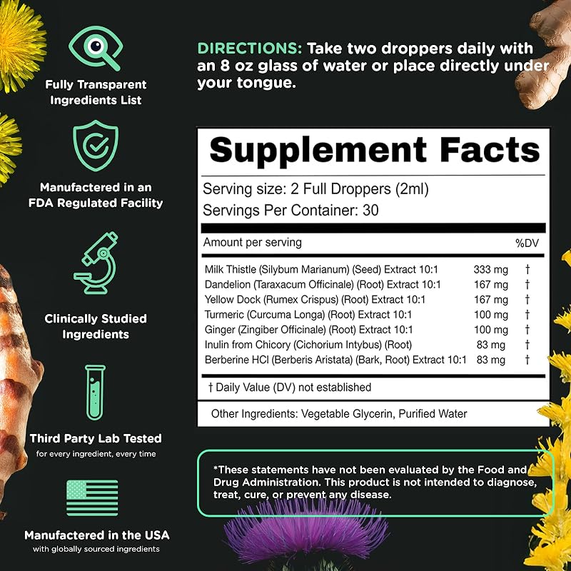 SuperBonsai Milk Thistle Herbal Liquid Supplement - Doctor-Formulated Botanical Blend with Milk Thistle and Dandelion Root - Vegan Non-GMO Drops - 1 Month Supply image 5