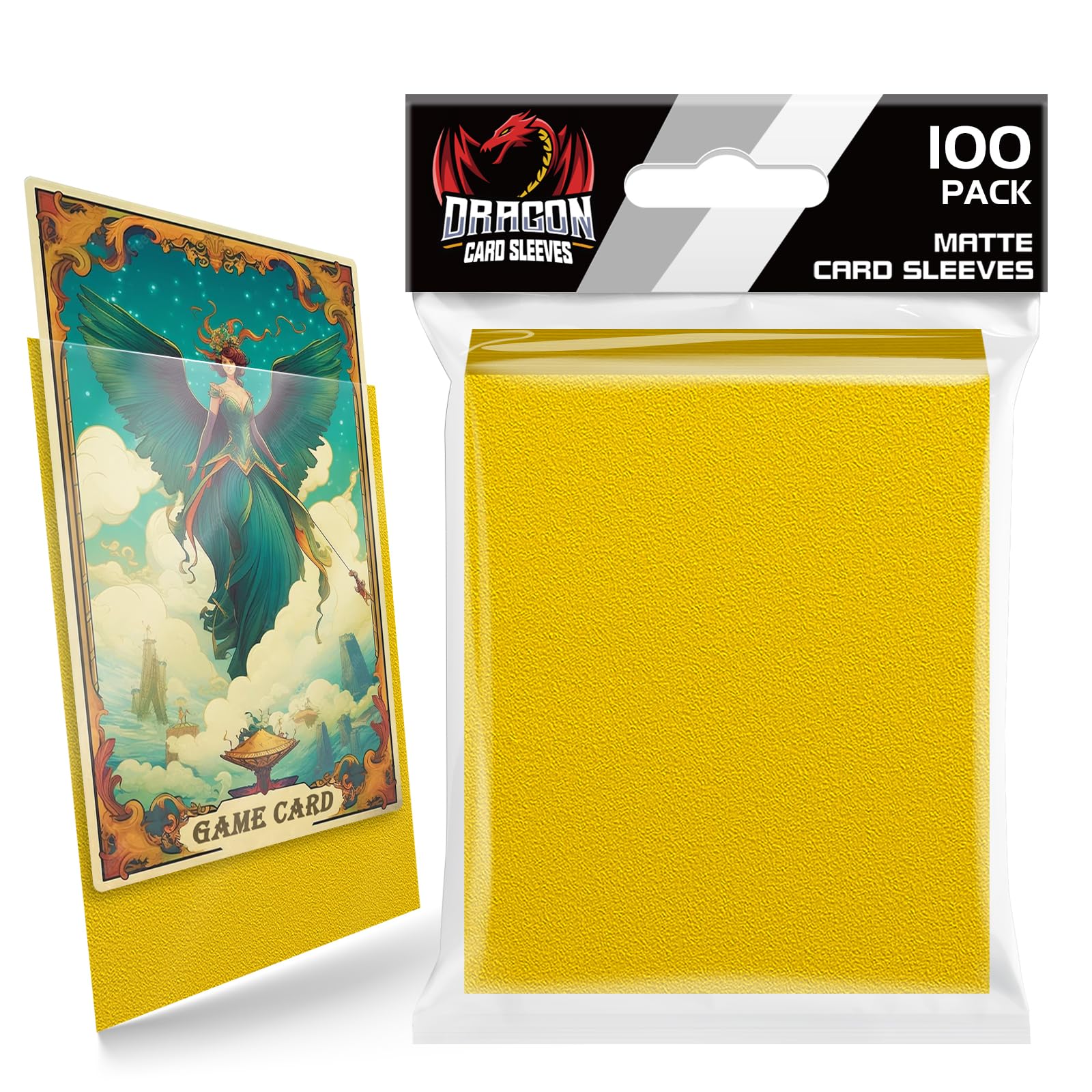 Homthy 100 Count Matte Card Sleeves for Trading Cards, Standard Size Protective Sleeves Deck Card Protectors Fit for Baseball Cards, Sports Cards, MTG, Yugioh Card Game Card Standard Cards (Yellow)