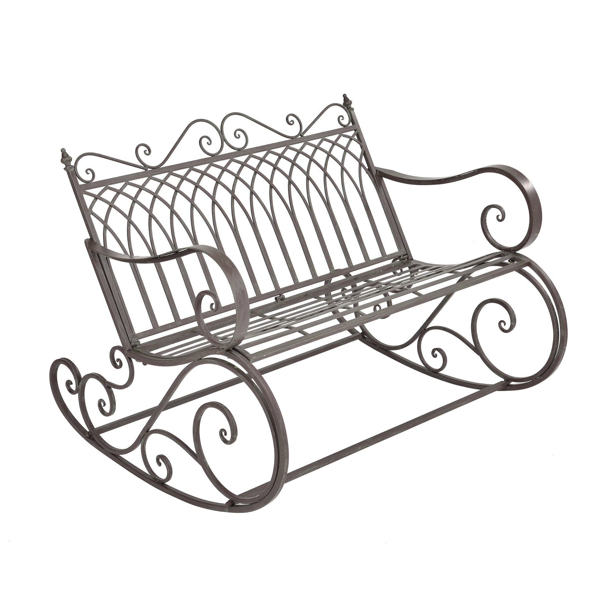 [en.casa] Schaukelbank Greenough 85x113x95cm Gartenschaukel für 2 Personen im Landhausstil Metall Dunkelgrün
