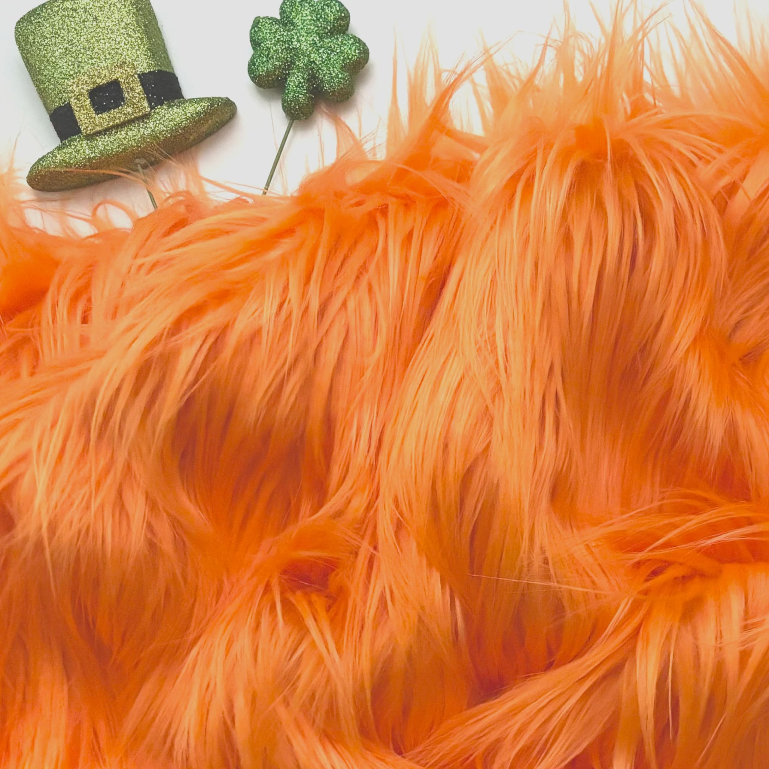 Bianna Vivid Orange Faux Fur Fabric, 60 inches Wide Options, American Seller, Luxury Shag Shaggy Material for Crafting, Sewing, Costumes, Fursuits, Home Decor (12x12 inches)