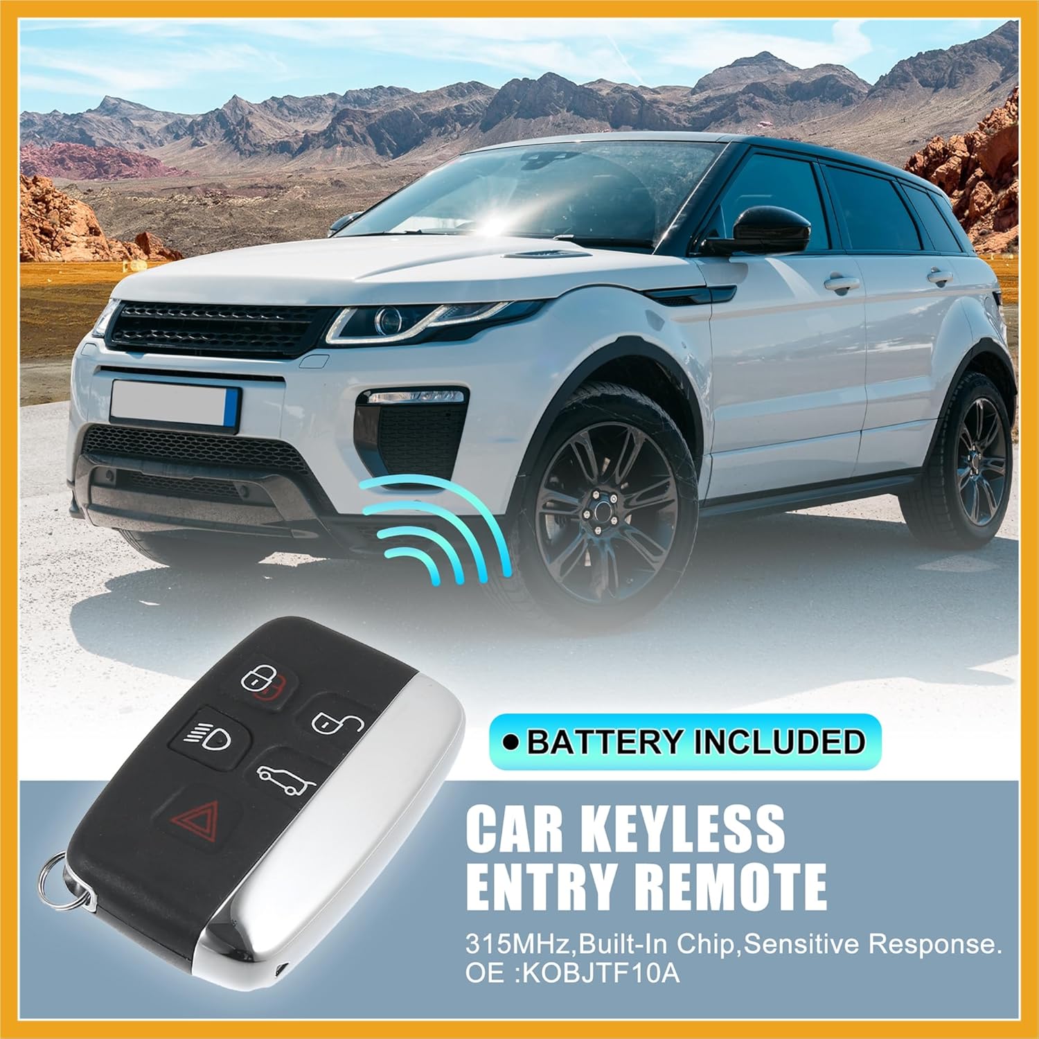 315MHz KOBJTF10A Replacement Smart Proximity Keyless Entry Remote Key Fob for Range Rover Evoque Sport 2012-2017 for Land Rover LR2 LR4 2012-2015 5 Buttons Replacement - Image 2