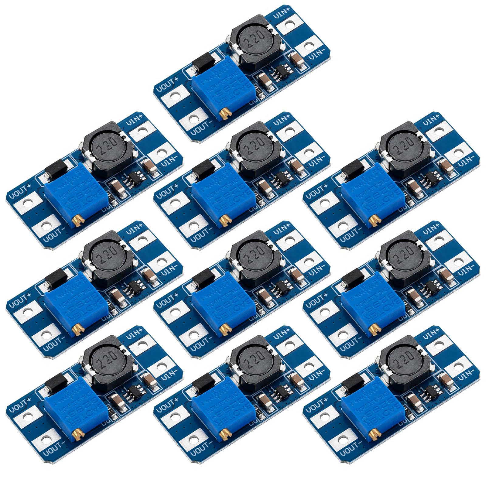 10 Packs DC-DC Boost Converter, 2A Adjustable Module Voltage Regulation Board, with an Input Voltage ranging from 2V to 24V and an Output Voltage ranging from 5V to 28V (Without USB Connector).-image-18