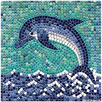 ALEA Mosaic Dolphin Adult Craft Kit - 20cm Square Handmade Ceramic Mosaic Tiles, Easy Water-Activated Assembly
