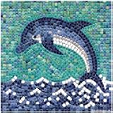 Handmade Mosaics Made Easy with Our Adult Mosaic Craft Kit, Square 7inch (20cm) Dolphin