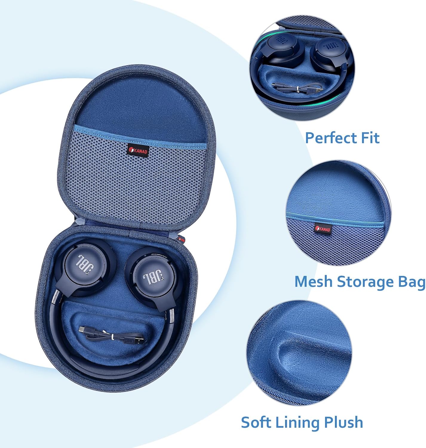 XANAD Carrying Case for Sony WH-1000XM4 / WH-1000XM5 / WH-CH720N / WH-CH520 / WHCH710N / WH-CH510 Wireless Headphones (Blue)