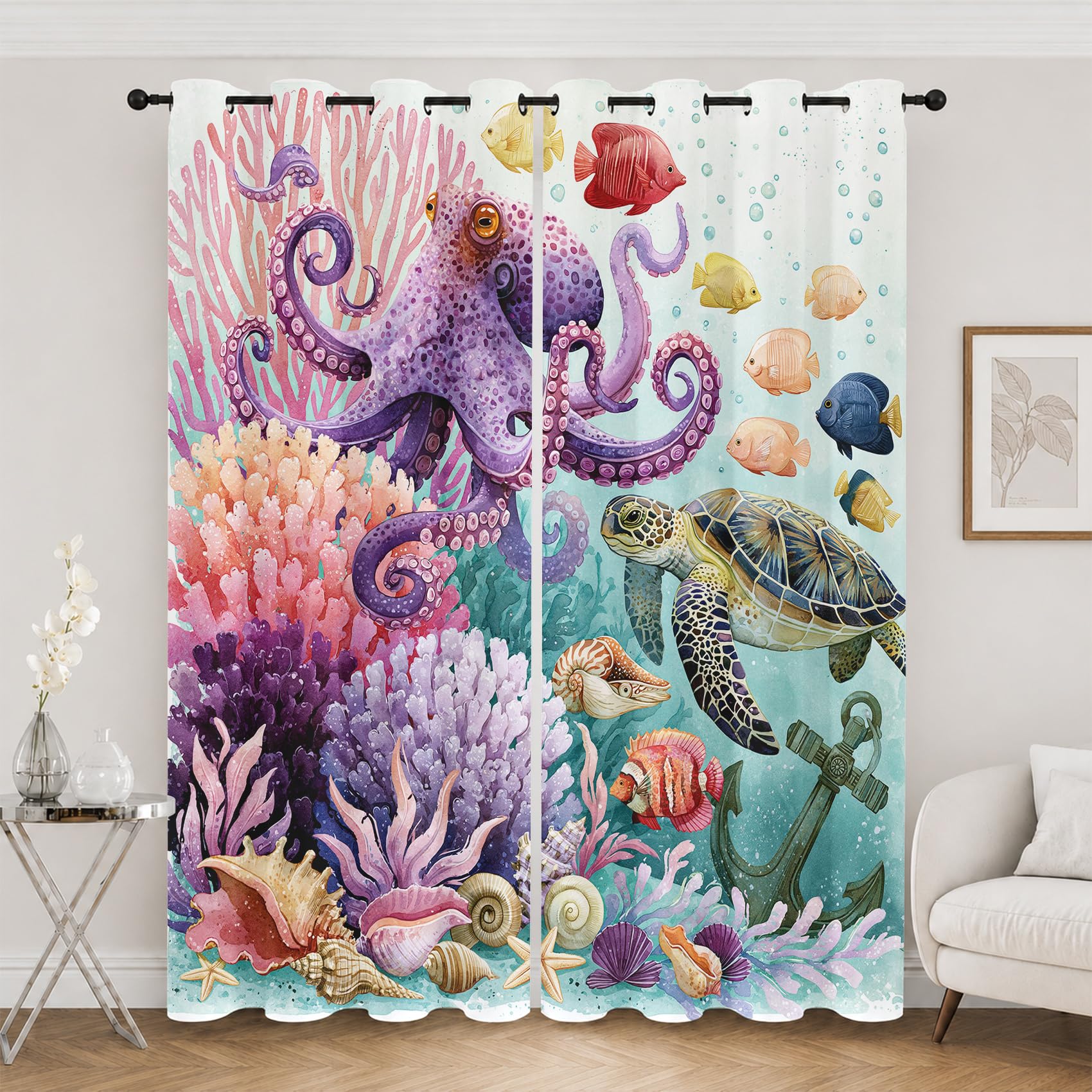 Lot de 2 rideaux et draperies intérieur géométriques chic