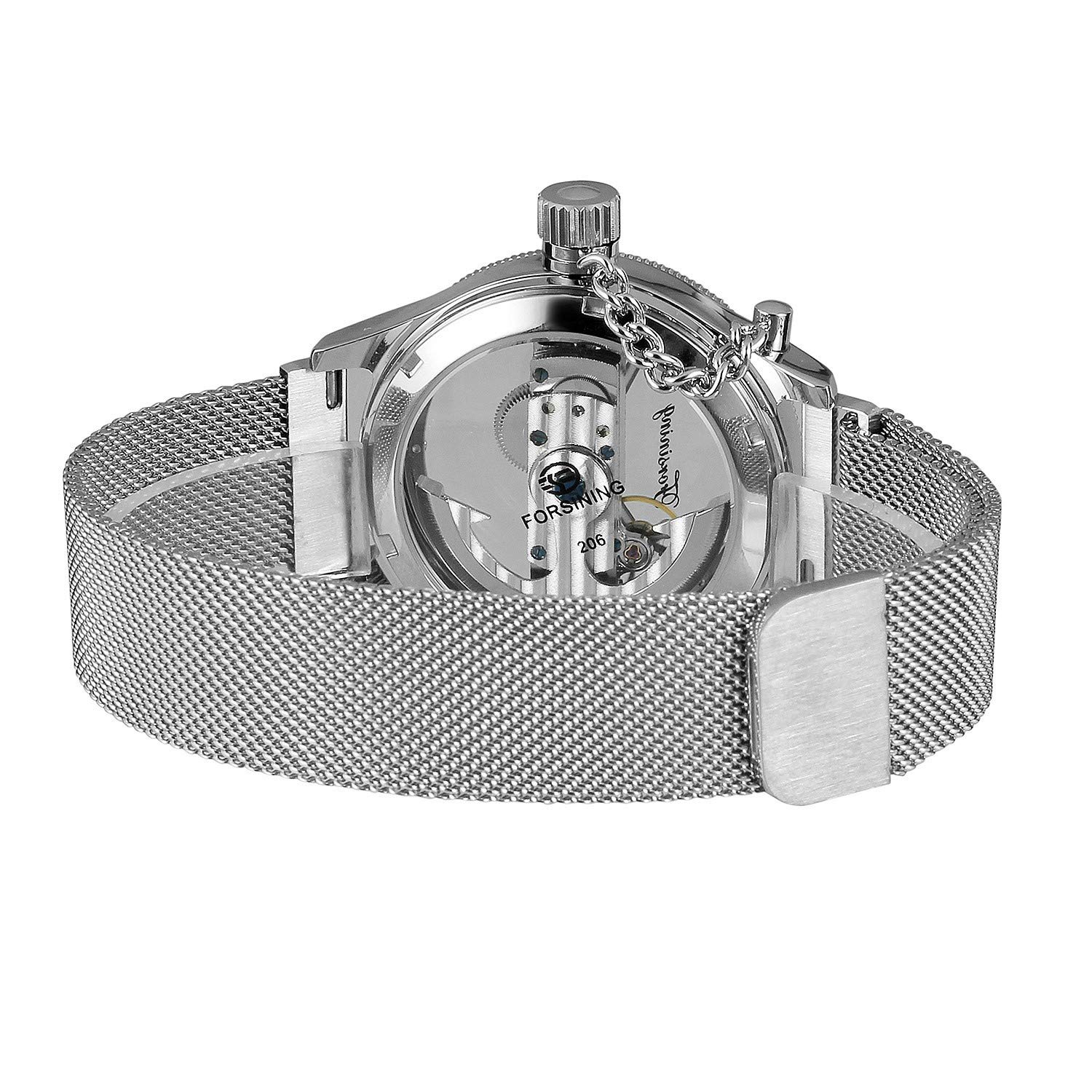 MASTOP Reloj de pulsera mecánico automático para hombre, esqueleto transparente, cuerda automática, de lujo, para hombre