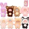 San-Ko Mo Small Pet Series Plush Blind Box Approx. 5.5 inches 14 cm, Expressions of Different Characters, Interchangeable Face Parts, 180° Rotating Eyes 360° Interchangeable Eye Parts, 3 Random Colors, Odd-Eye Specifications, 6 Types 2 Secret Types, Birthday Season Gift Random 1