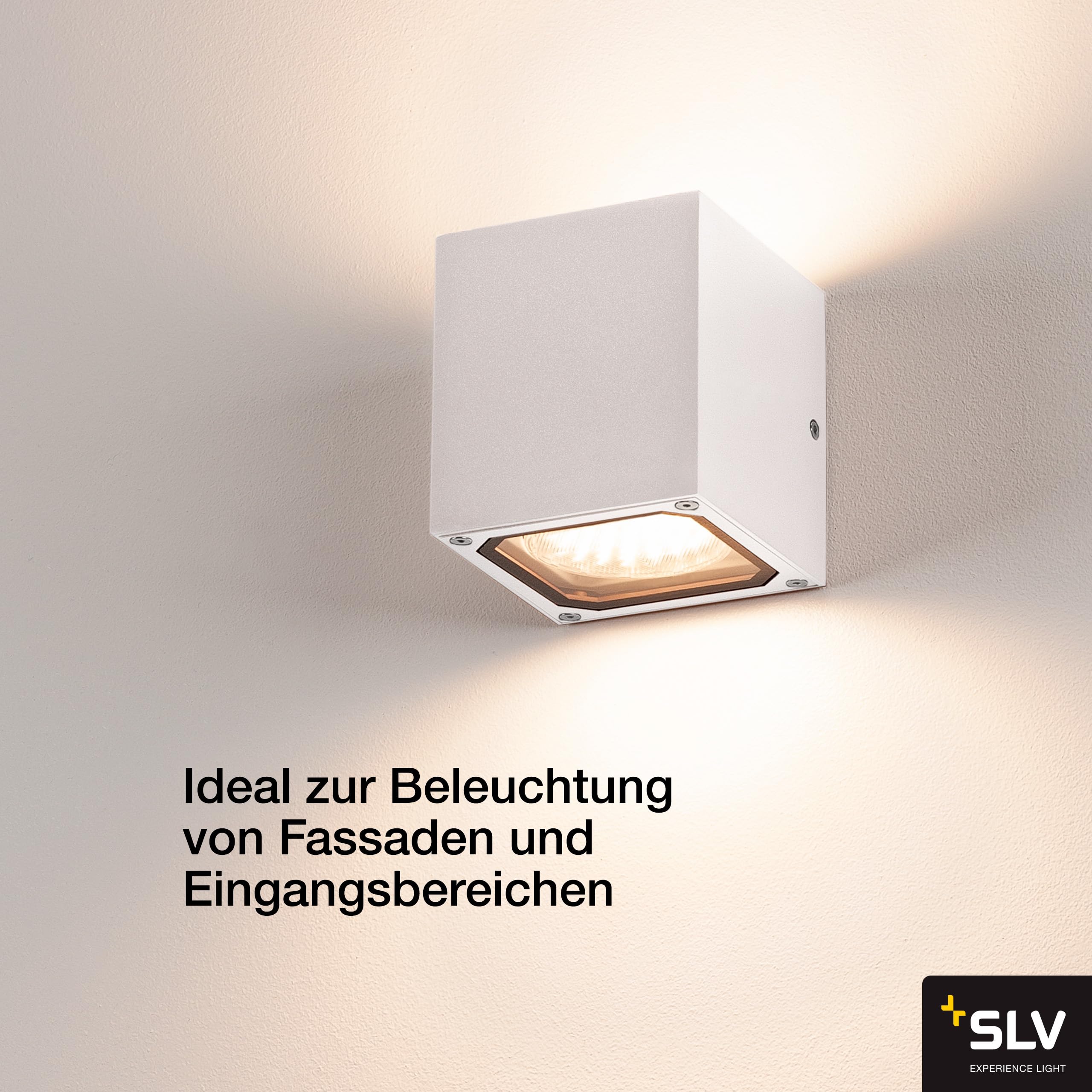 SLV lampada a plafone da parete SITRA CUBE/illuminazione per pareti, stradelli, ingressi, faretto LED esterno, lampada a plafone da esterno, lampada da giardino / GX53 IP44 9W bianco