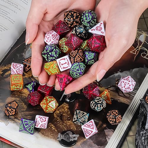 Vista 14 de CiaraQ Juego de dados poliédricos – Dados de juego de rol DND para juegos de mesa RPG de Calabozos y Dragones, multicolor, 70 piezas