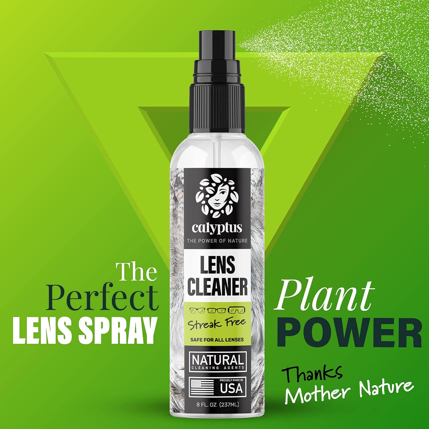 Calyptus Lens Cleaner Spray Kit | 8 Ounces + 6 Microfiber Cloths | Plant Based and USA Made | Unscented and Alcohol Free | Camera, Eyeglass, and Glasses Cleaning | Safe for All Lenses : Everything Else