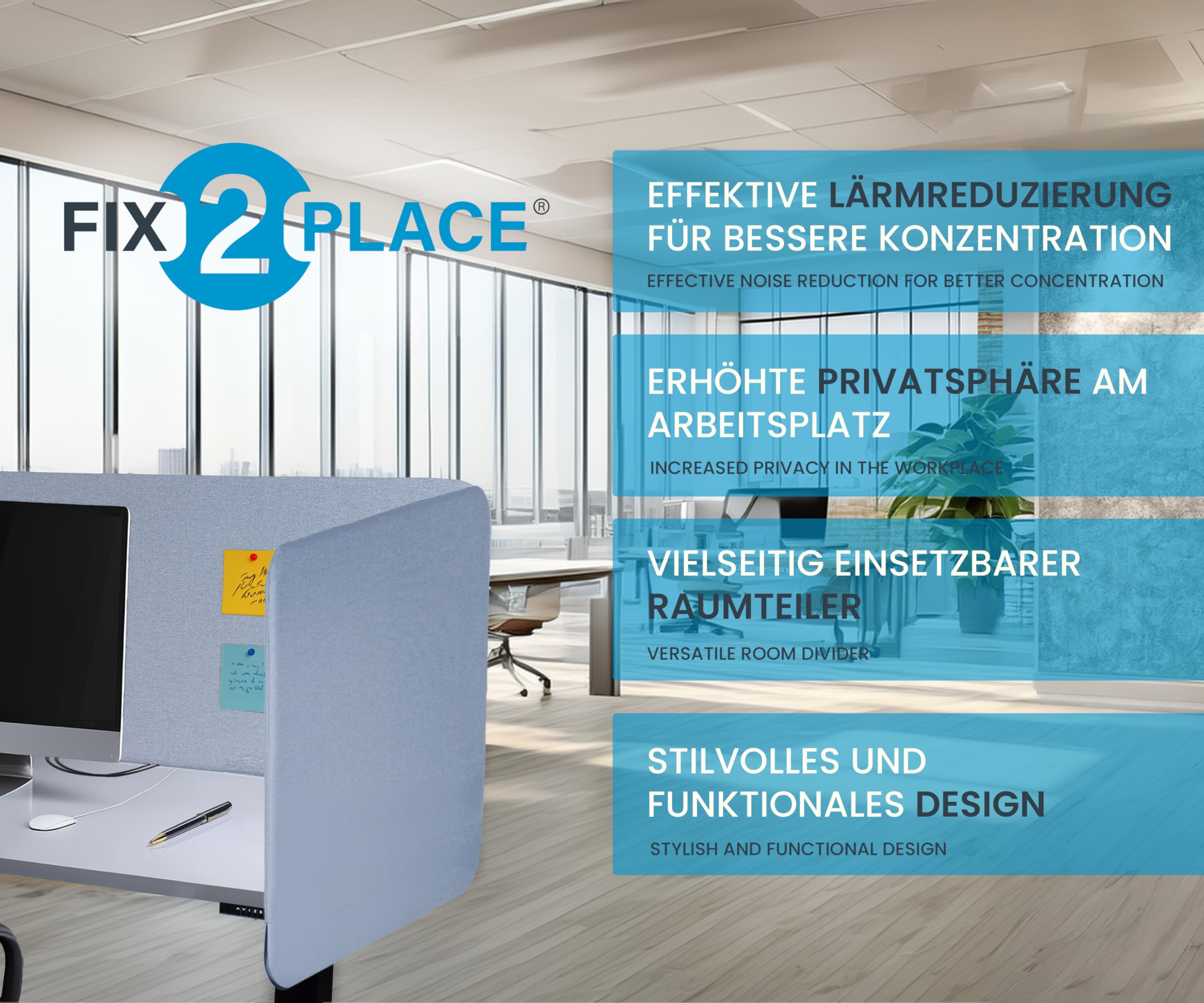 Akustik Trennwand & Sichtschutz für Büros 80x65cm Light Gray, Trennwand zur Lärmreduzierung und Privatsphäre Schreibtisch Trennwand Schallschutz, Leicht zu Montieren