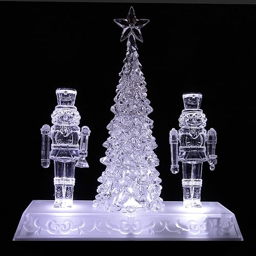 Miniatura 3 de Northlight Cascanueces de cristal helado con luz LED de 9 pulgadas y decoración de árbol de Navidad