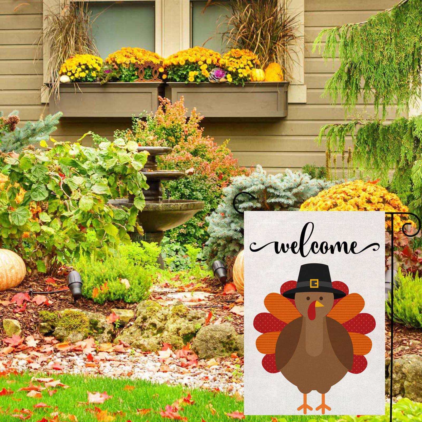 Akeydeco Thanksgiving Gartenflagge – Doppelseitige Deko-Flagge 30,5 X 45,7 Cm
