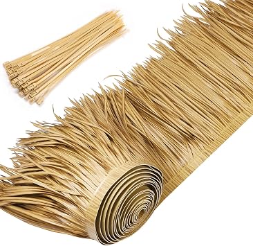 Palm Thatch Roll Palm Thatch Runner Roll Mexican Style Straw Roof Panels Tiki Hut Palapa Straw Roofs Duck Blind Grass for Tiki Bar Hut Garden Patio10 M/ 32.8 ft,Yellow Brown