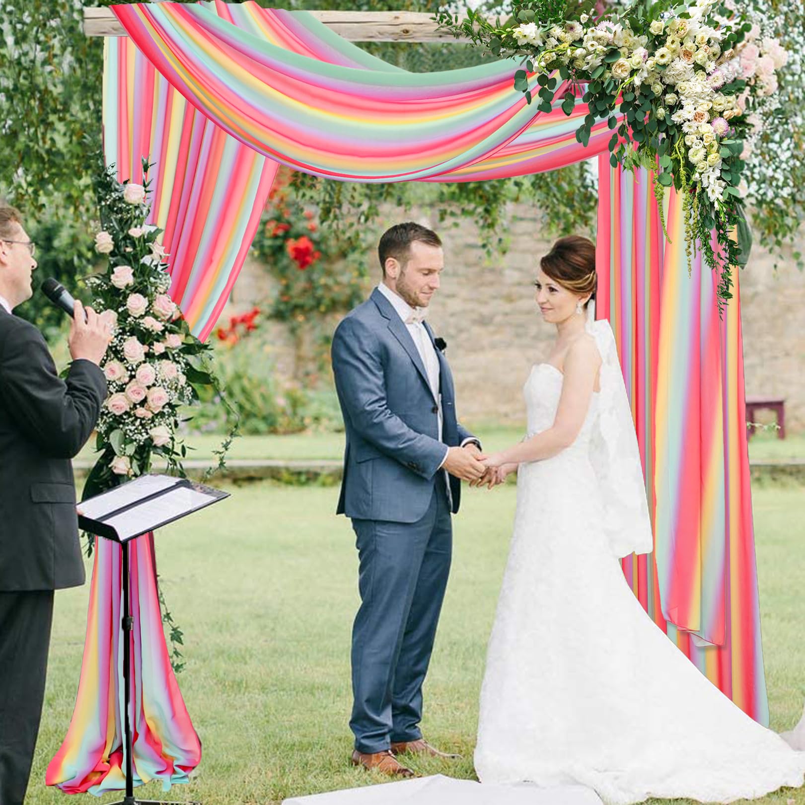DUOBAO Rainbow Chiffon Wedding Arch Decor Kit - 2 Panels 29