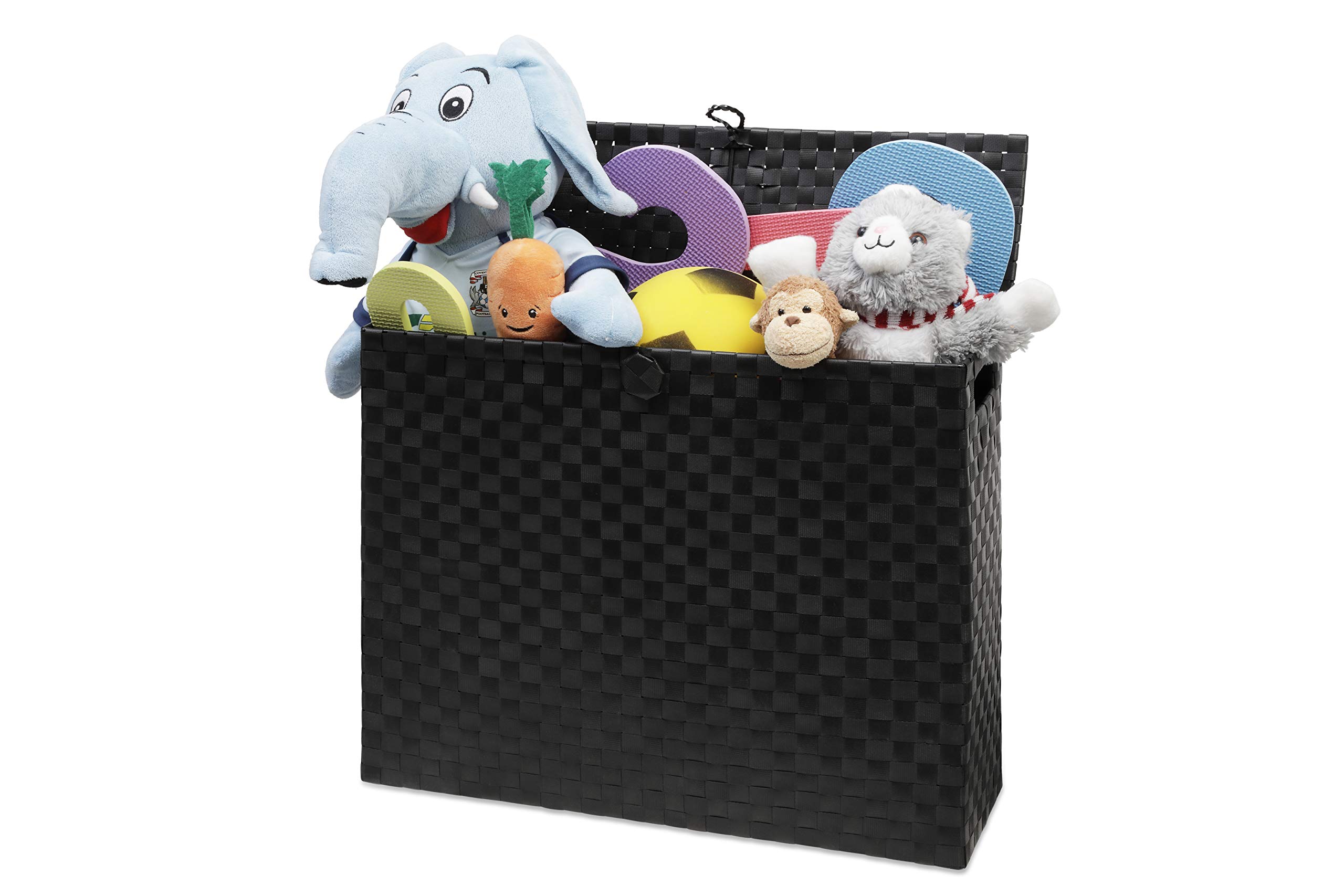 ARPAN - Portarotolo multiuso autoportante in polipropilene intrecciato su telaio in metallo, ideale per bagno o toilette, nero, 15 x 49,5 x 39 cm