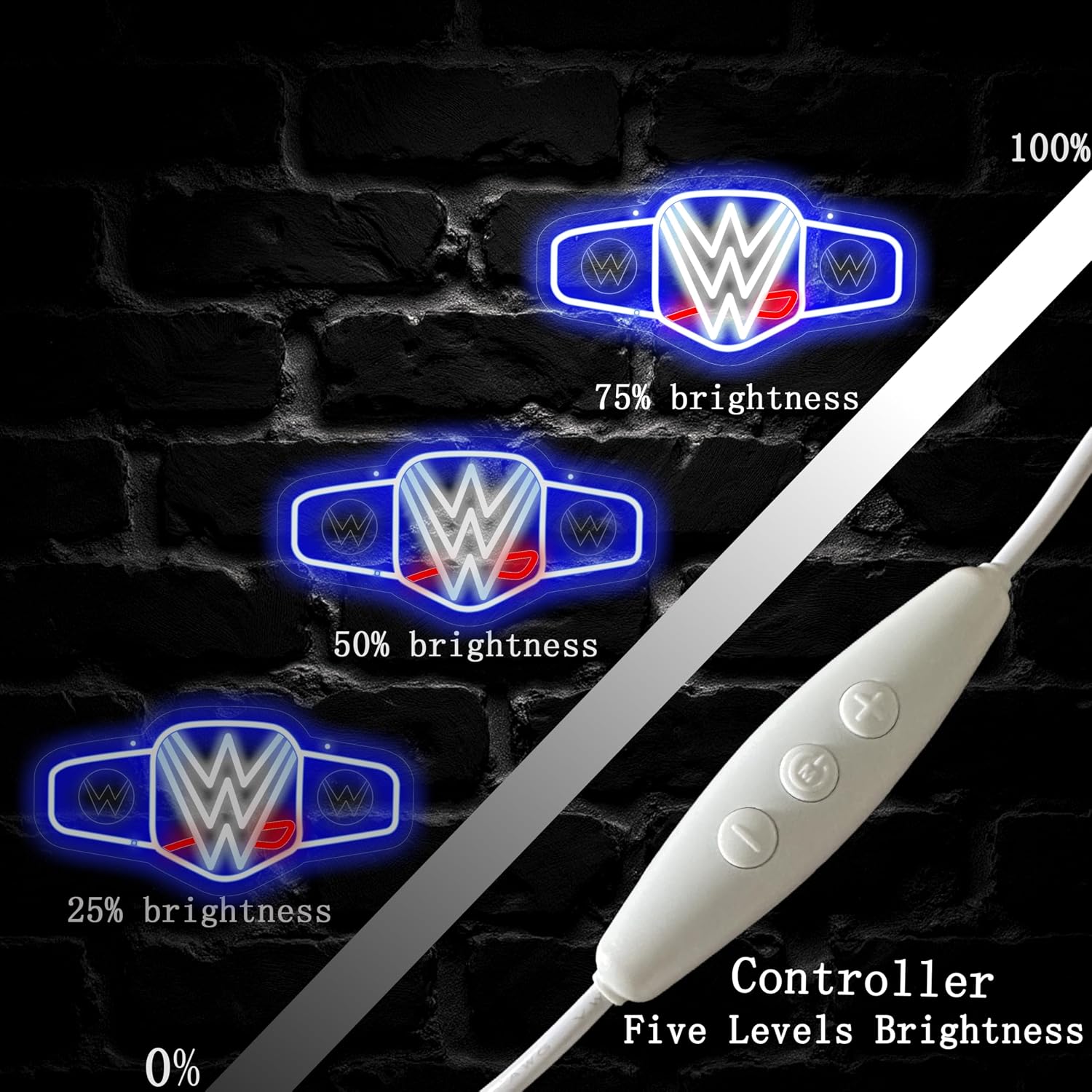 Wrestling Neon Sign for Wall Decor, Dimmable LED Boxing Belt Neon Signs Light for Bedroom Dormitory Gym Decor and Man Cave Beer Bar Boxing Club Gym Game Room, Gifts for Boys-16.5" x 8.3"-Blue image 4