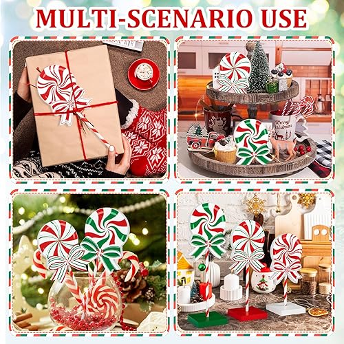 Miniatura 6 de 3 Pieces Christmas Table Decorations Wood Candy Set, Red Christmas Tiered Tray Decor,Rustic Christmas Candy Table Decorations for Home