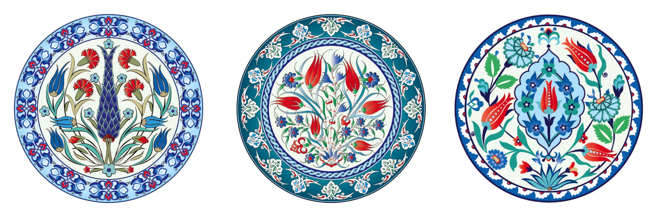 Real Art Wall Hanging Bone china Plates 7" - 3 pcs set Modern Art designs