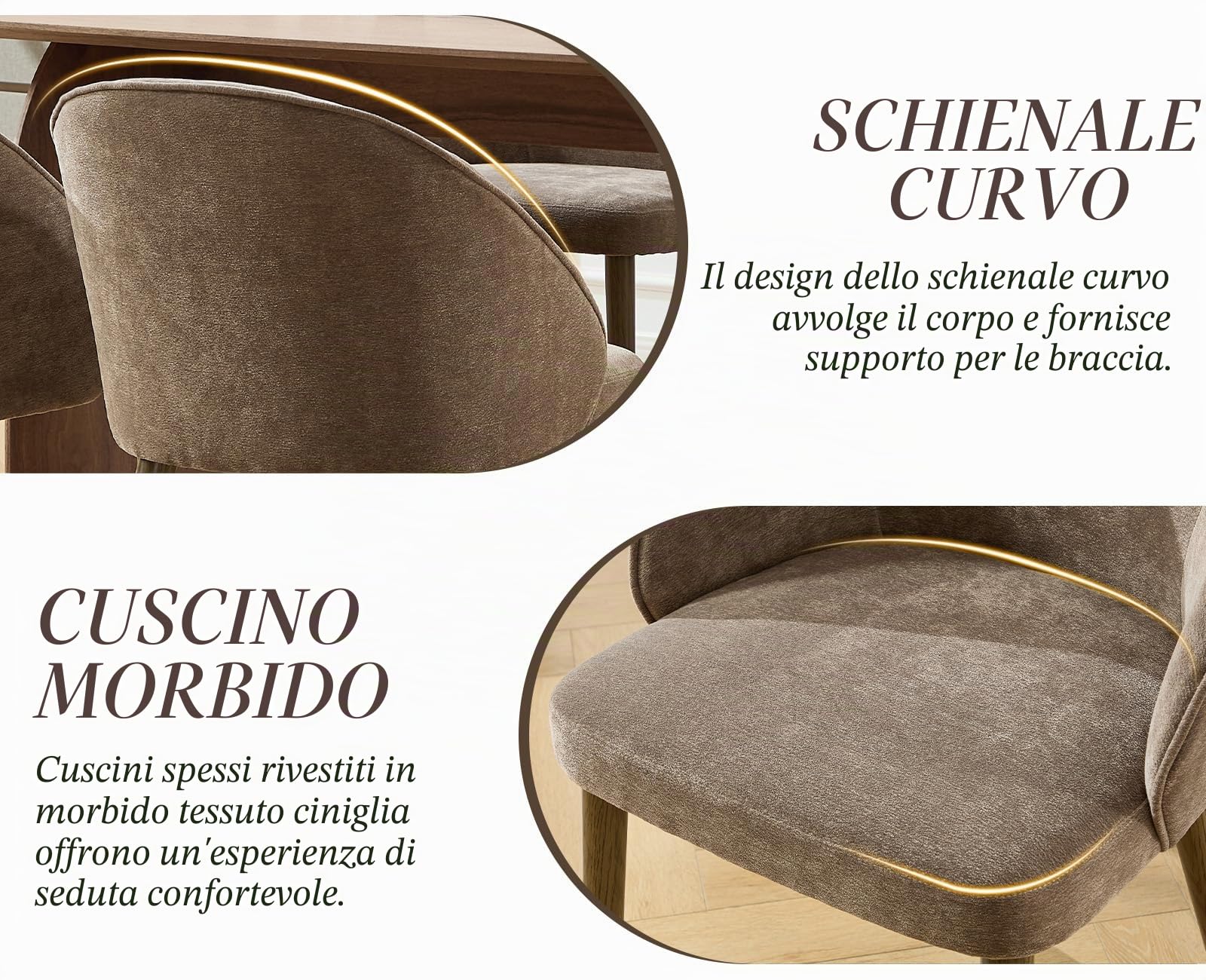Set di 2 Sedie Sala da Pranzo Moderne per Cucina, Marrone