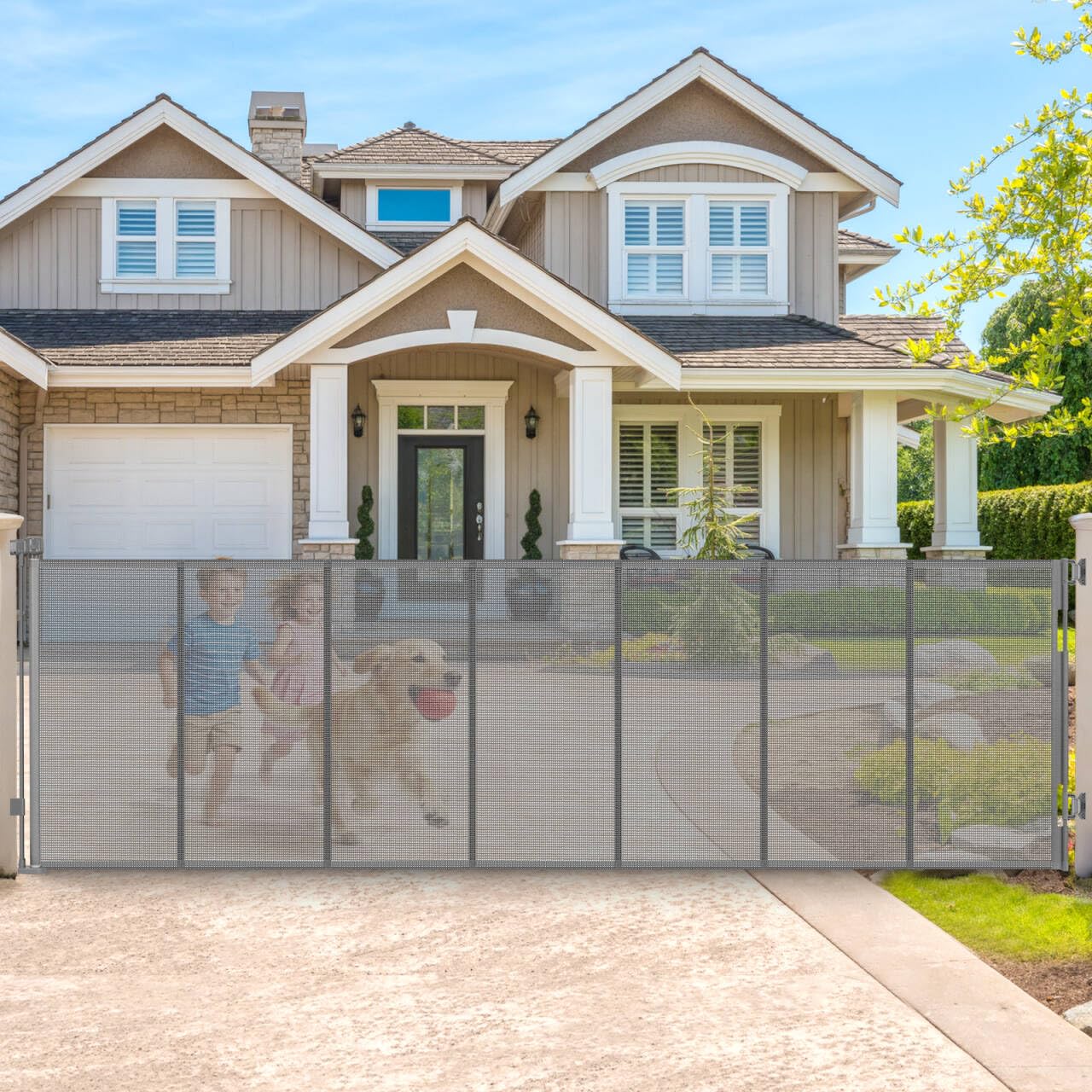 200" Extra Long Baby Gate Retractable Dog Gate, 16ft Retractable Baby Gate Extra Wide Garage Gate, 48" Tall Dog Gate Retractable Pet Gate for Wide