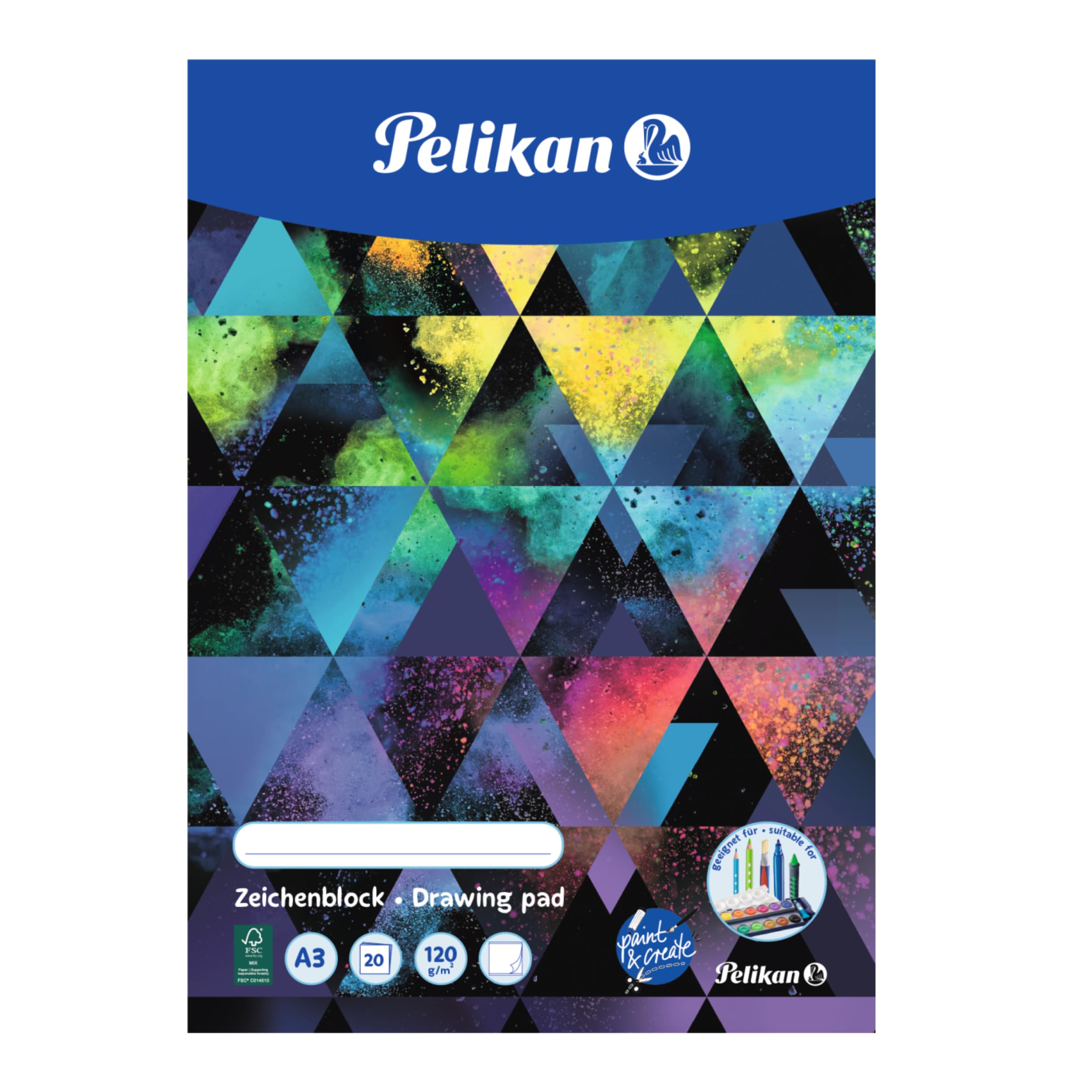 Pelikan 236799 Blok Rysunkowy, Wielokolorowy, A3, 20 Arkuszy