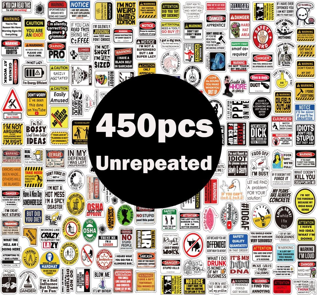 450pcs Hardhat Sticker Set - Funny Blue Collar Decal for Tools, Helmets, and Water Bottles - Ideal for Men, Adults, Ironworkers, Linemen, Oilfield Workers, and Electricians