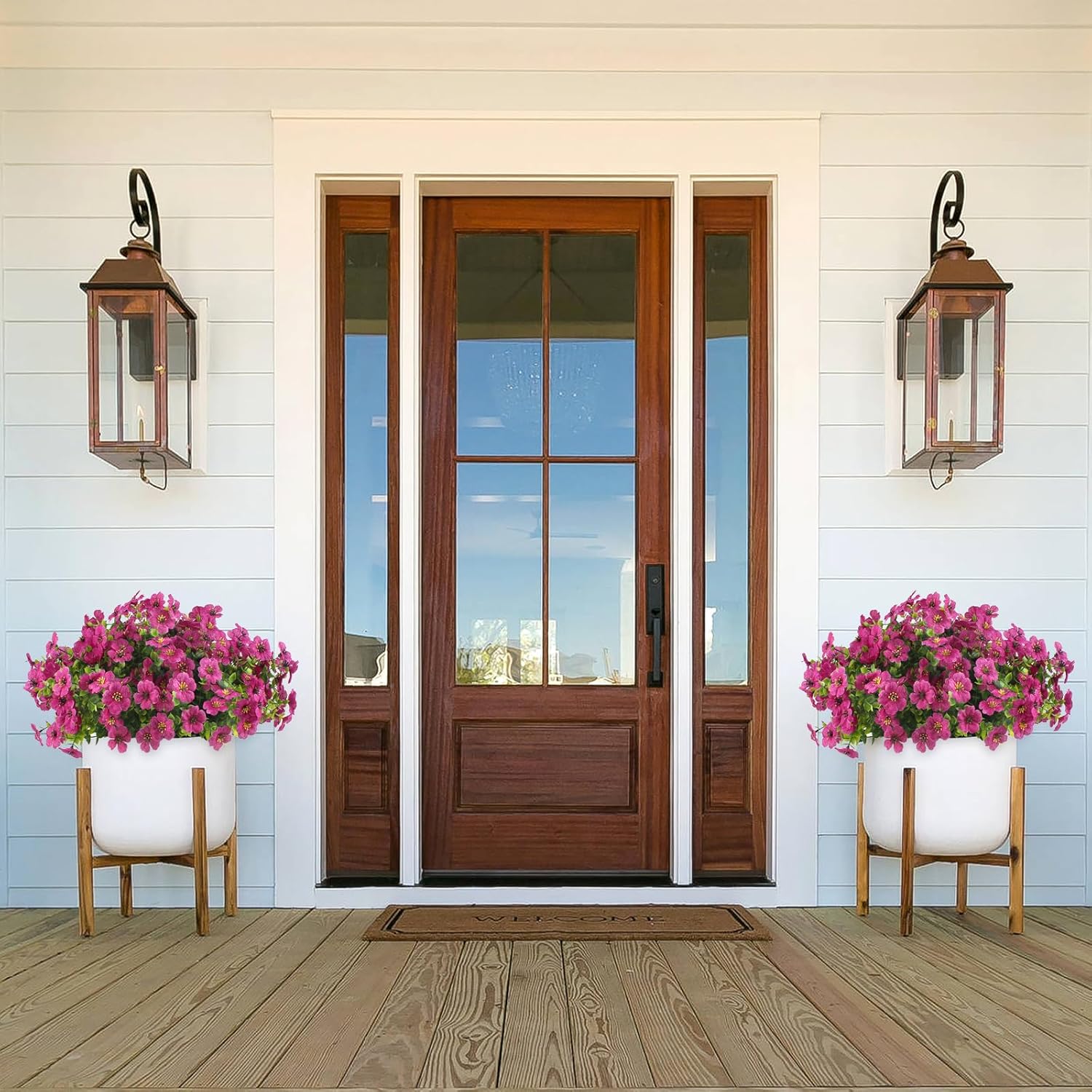 12 Bundles Artificial Faux Flowers, UV-Resistant Silk Fake Plants Spring Summer Decoration Indoor Outdoor Decor for Home, Porch, Balcony, Lawn, Yard - Spring, Summer, Fall, All Seasons (Pink) - Image 5