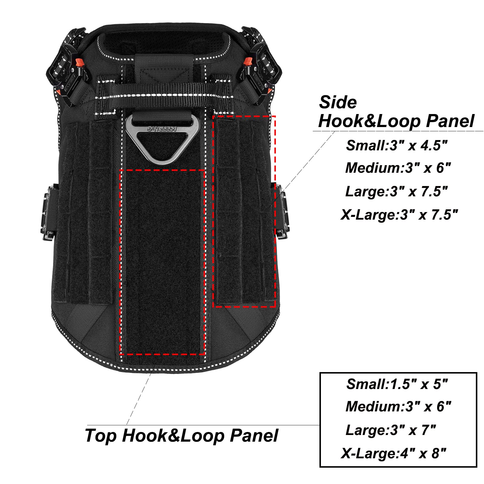 ICEFANG Tactical Dog Harness for Medium DogsFull Metal Buckles Dog Vest | with MOLLE ReflectiveAdjustable2 Leash ClipsControl HandleNo PullSoft PaddedBlackMedium product thumbnail 6