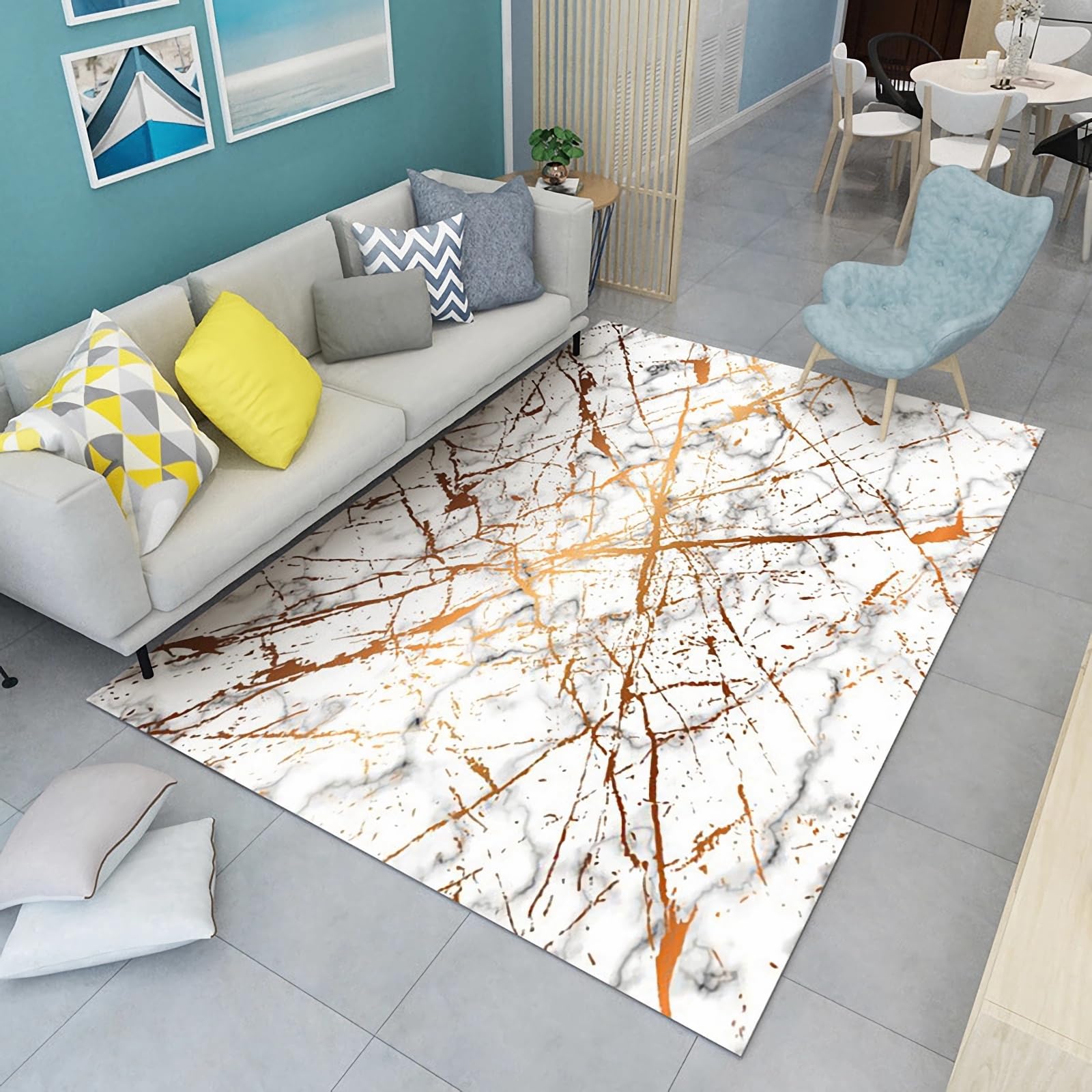 Tapis de chambre fille design encre gris antidérapant