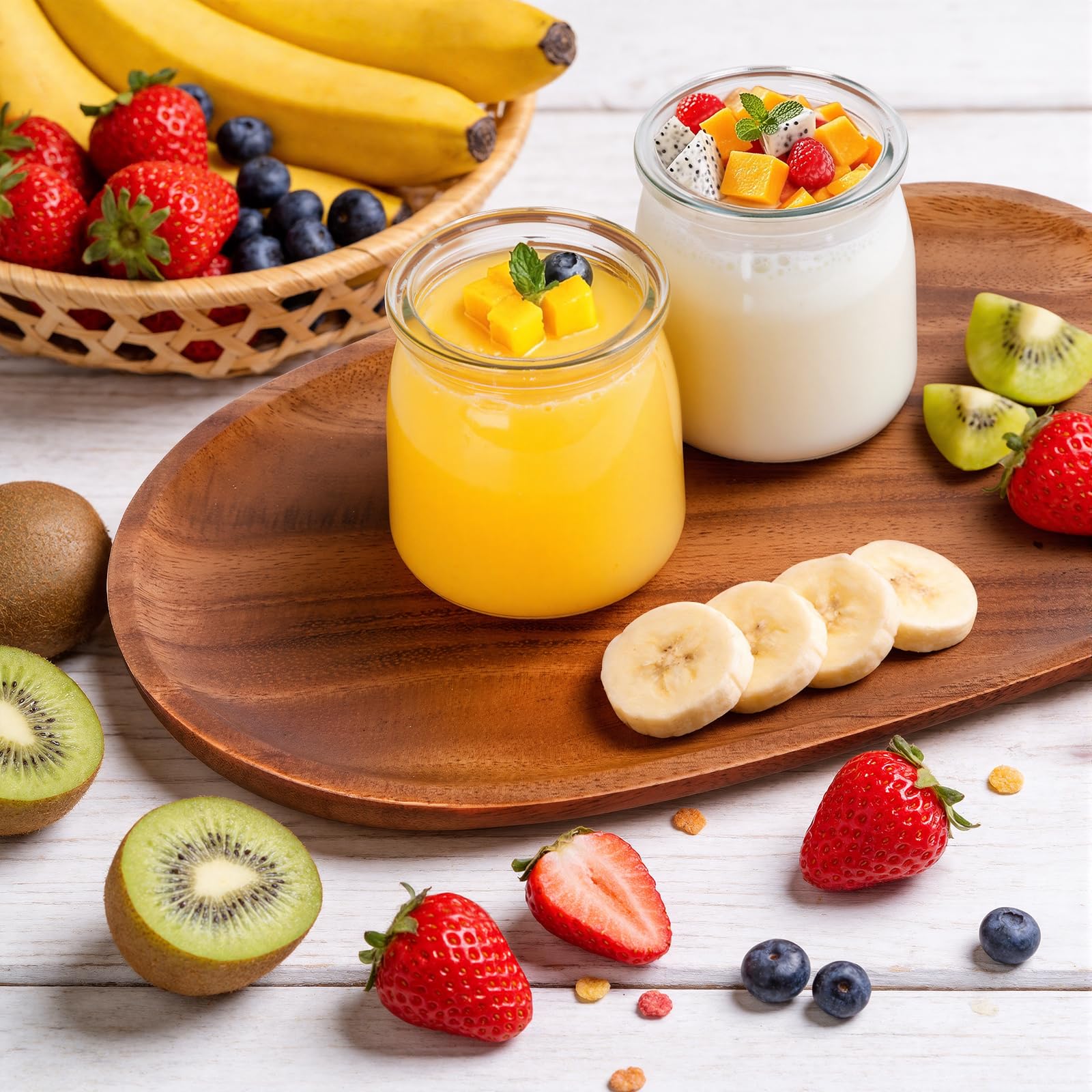 12 pezzi Vasetti per Yogurt con Coperchio 200ml, Piccoli Vasetti Yogurt Vetro, Barattoli per Yogurt, Contenitori in Vetro per Budino e Yogurt