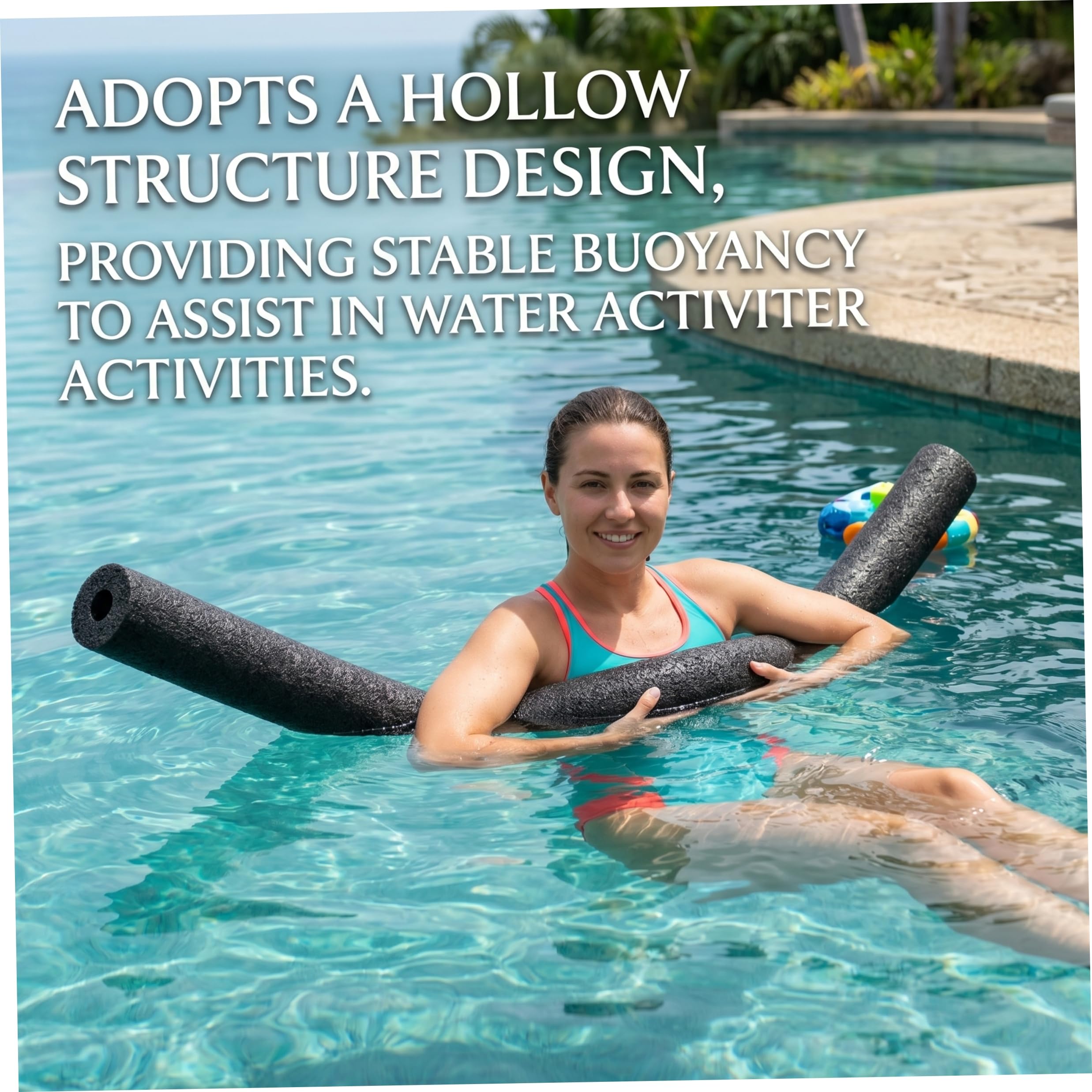 Pool Noodles Bulk 6PCS Flotador Hueco de Espuma de PE de 59 Pulgadas Antideslizante Amortiguador para Manualidades en la Playa Bricolaje Negro