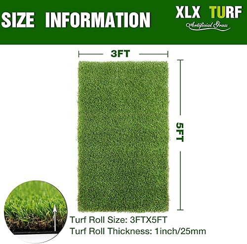 Miniatura 6 de XLX TURF - Alfombra con césped artificial gruesa para interiores y exteriores suave y realista para mascotas jardín paisaje de 3 x 5 pies