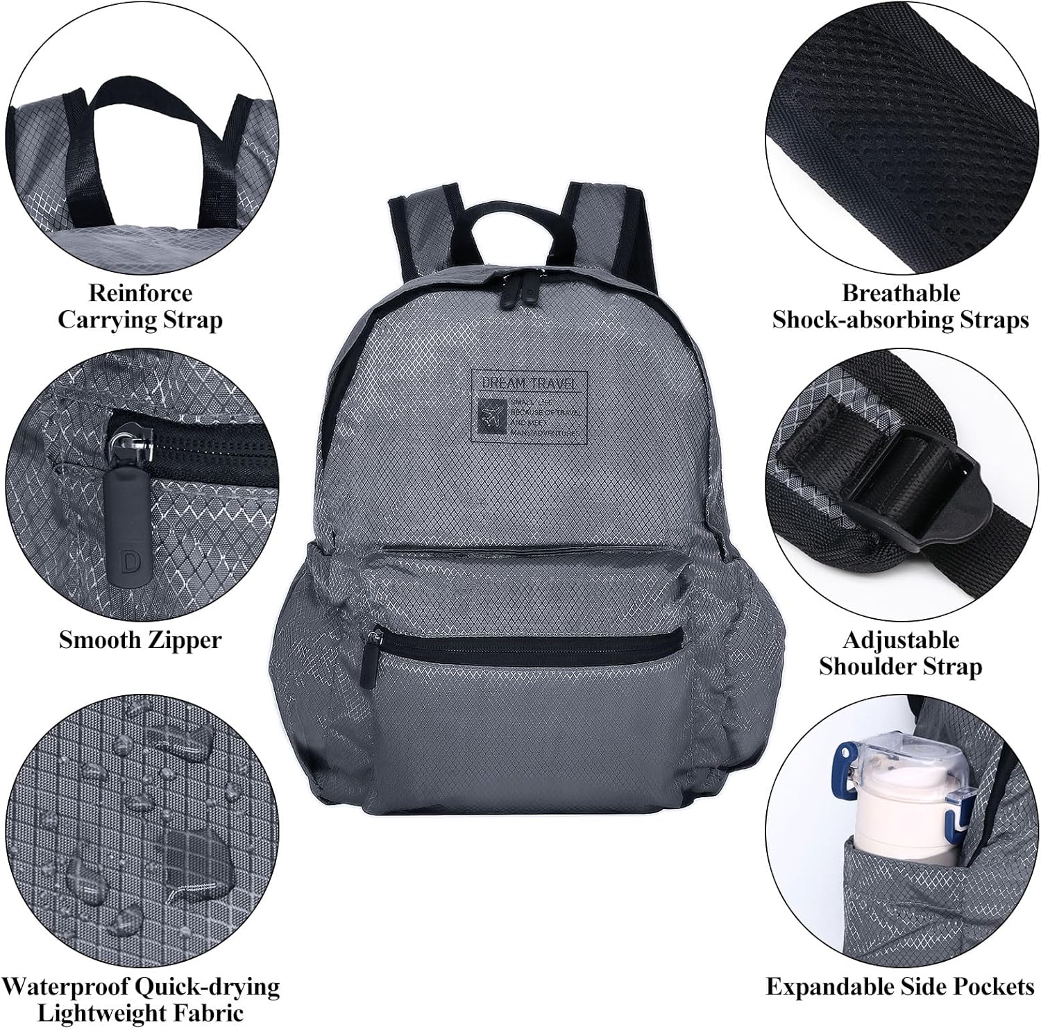 Petit Sac à Dos De Trekking Pliable Ultraléger De 15 L Pour Femmes Et Hommes Sac A Dos De Randonnee Sac A Dos De Voyage Pour Outdoor Randonnee Camping Voyage Escalade