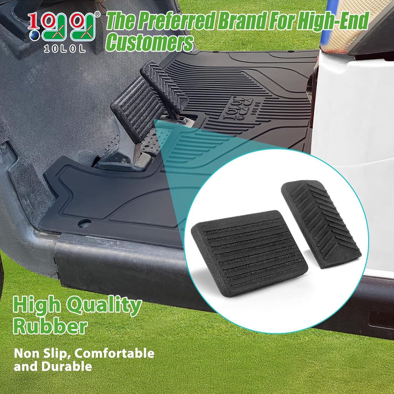 10L0L Golf Cart Accelerator & Brake Pedal Pad Cover for EZGO RXV 2008-Up Gas and Electric, OEM# 600252 610471, 600255 610529